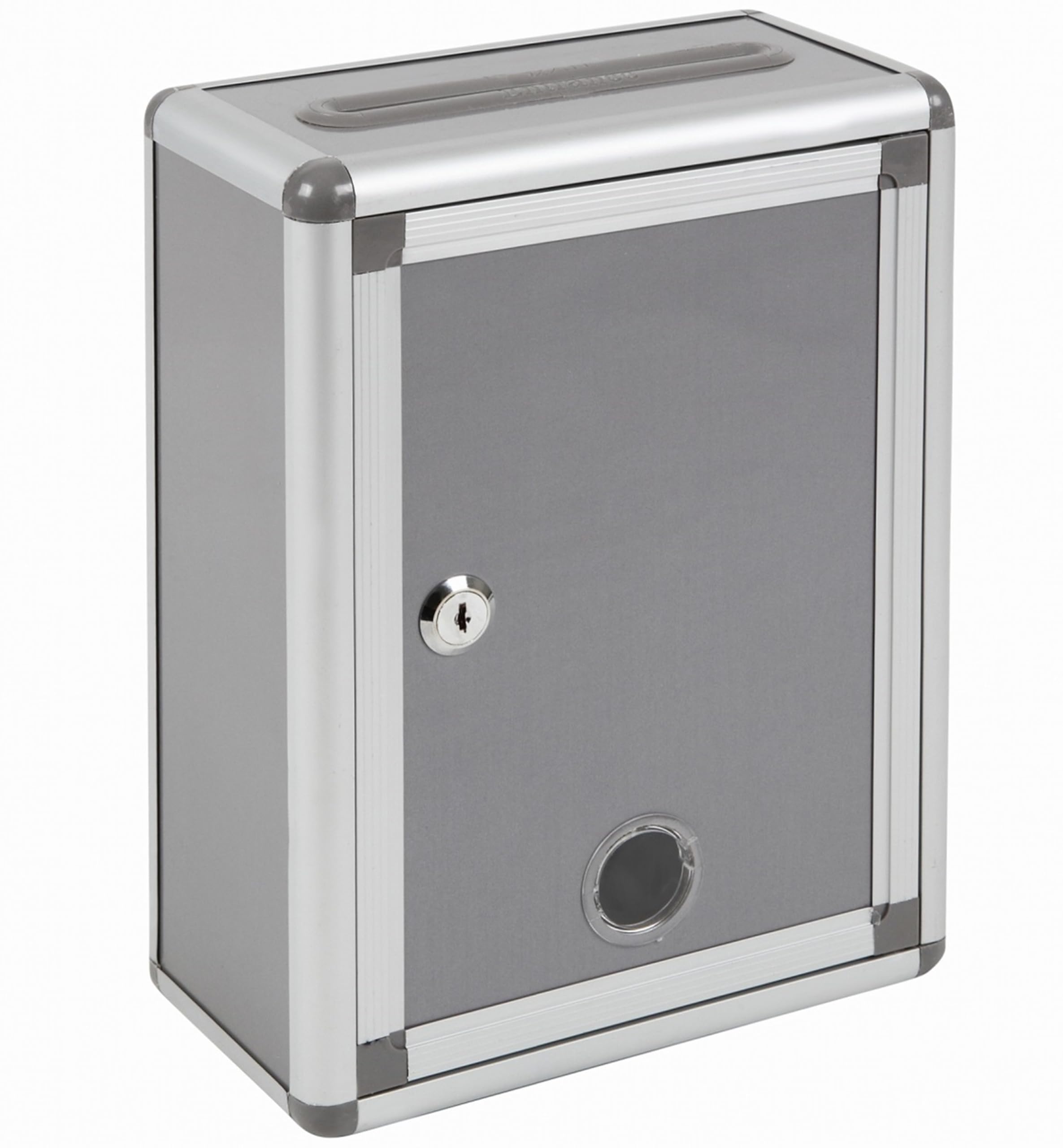 Multi-Purpose Lockable Storage Box with Key - Ballot Box, Suggestion Box, Questionnaire Box, Opinion Box - Silver Gray (22cm) - Japan Import by Aoakua - Perfect for Voting, Surveys, Feedback Collection & Office Organization
