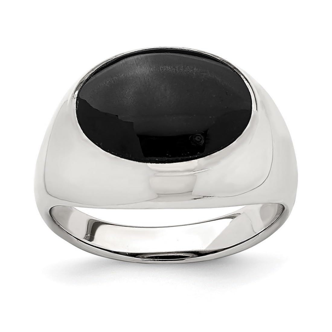 925 Sterling Silver Polished Black Simulated Onyx Ring for Women - Elegant Gothic Jewelry Gift for Birthday, Anniversary & Special Occasions