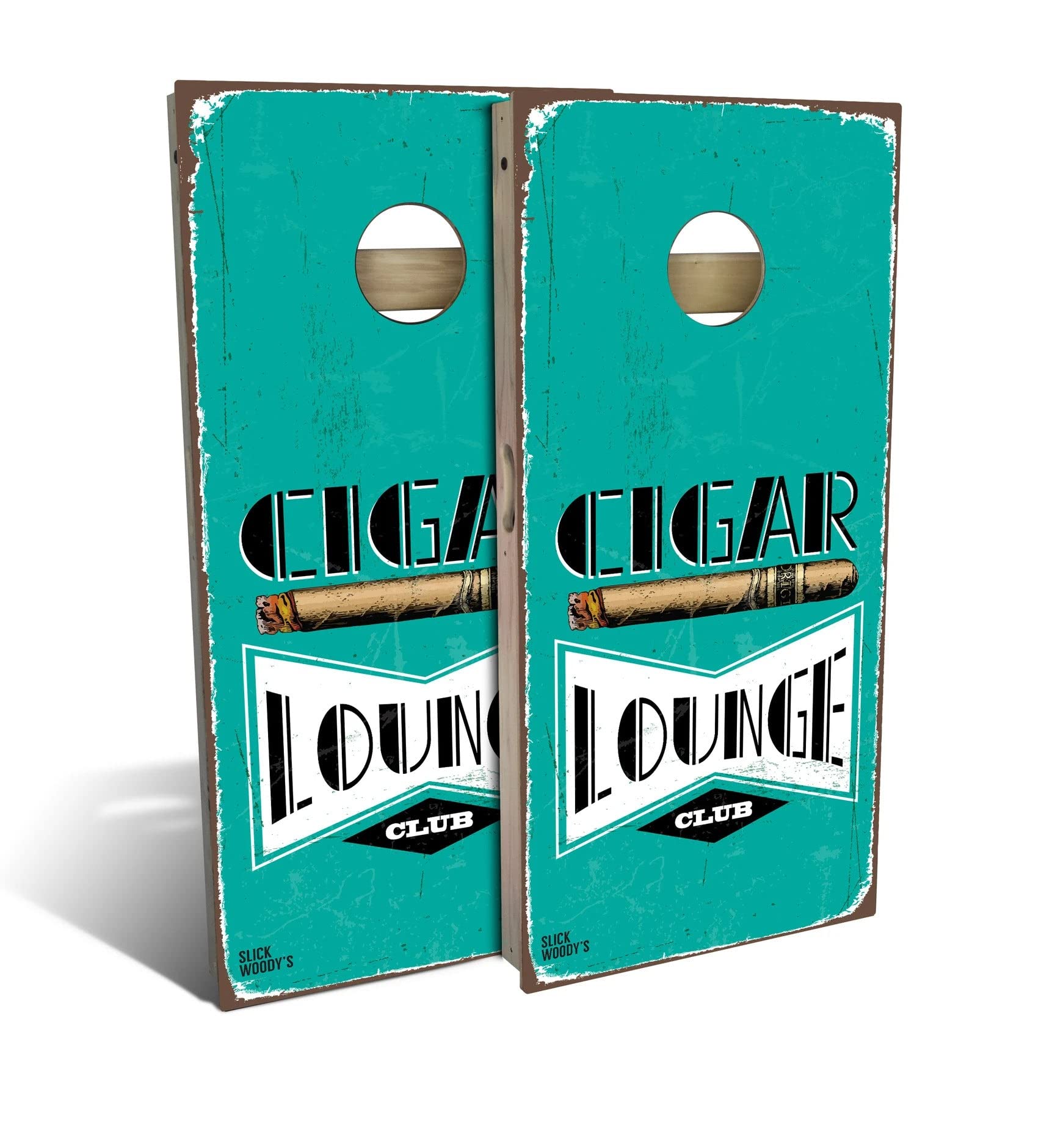 Skip's Garage Cigar Lounge Cornhole Board Set - Premium Regulation Size Bean Bag Toss Game with 2 Boards & 8 Bags - Perfect for Tailgating, Backyard BBQs, and Outdoor Parties