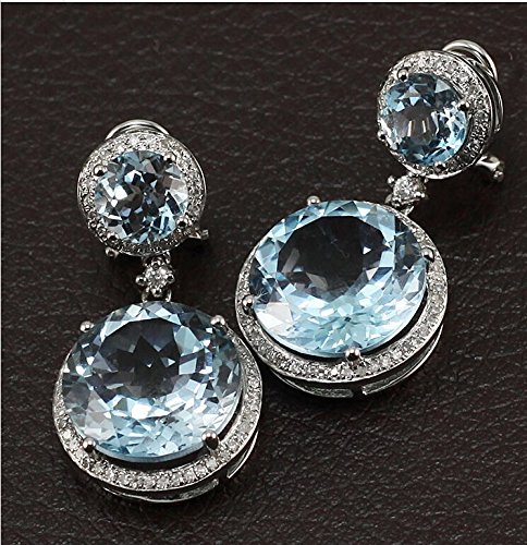 14K White & Yellow Gold Diamond Stud Earrings for Women - Real Tanzanite & Amethyst Gemstone Jewelry | Perfect for Engagement, Wedding & Anniversary Gifts | Elegant Everyday Wear & Special Occasions