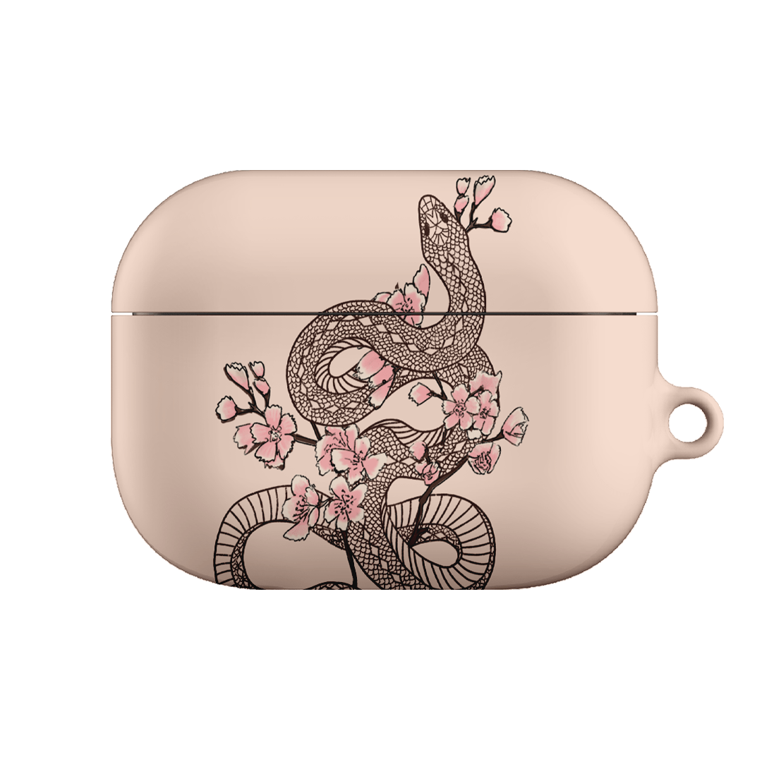 Pink Blossom Snake AirPods Pro Case - Cute Floral Design Protective Cover for Apple AirPods Pro (2nd Gen) - Perfect for Spring Fashion, Gift Giving & Daily Use
