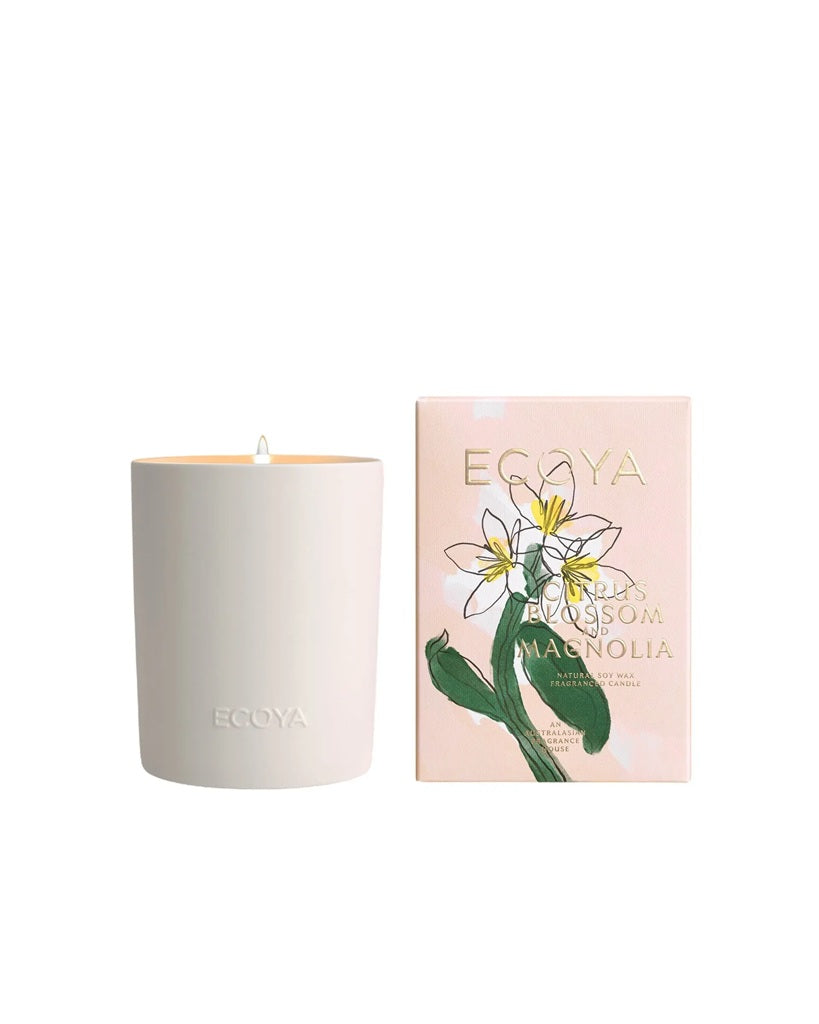 Ecoya Ceramic Madison Jar 400g - Citrus Blossom & Magnolia Scented Candle | Premium Home Fragrance for Relaxation, Spa, Yoga & Romantic Ambiance