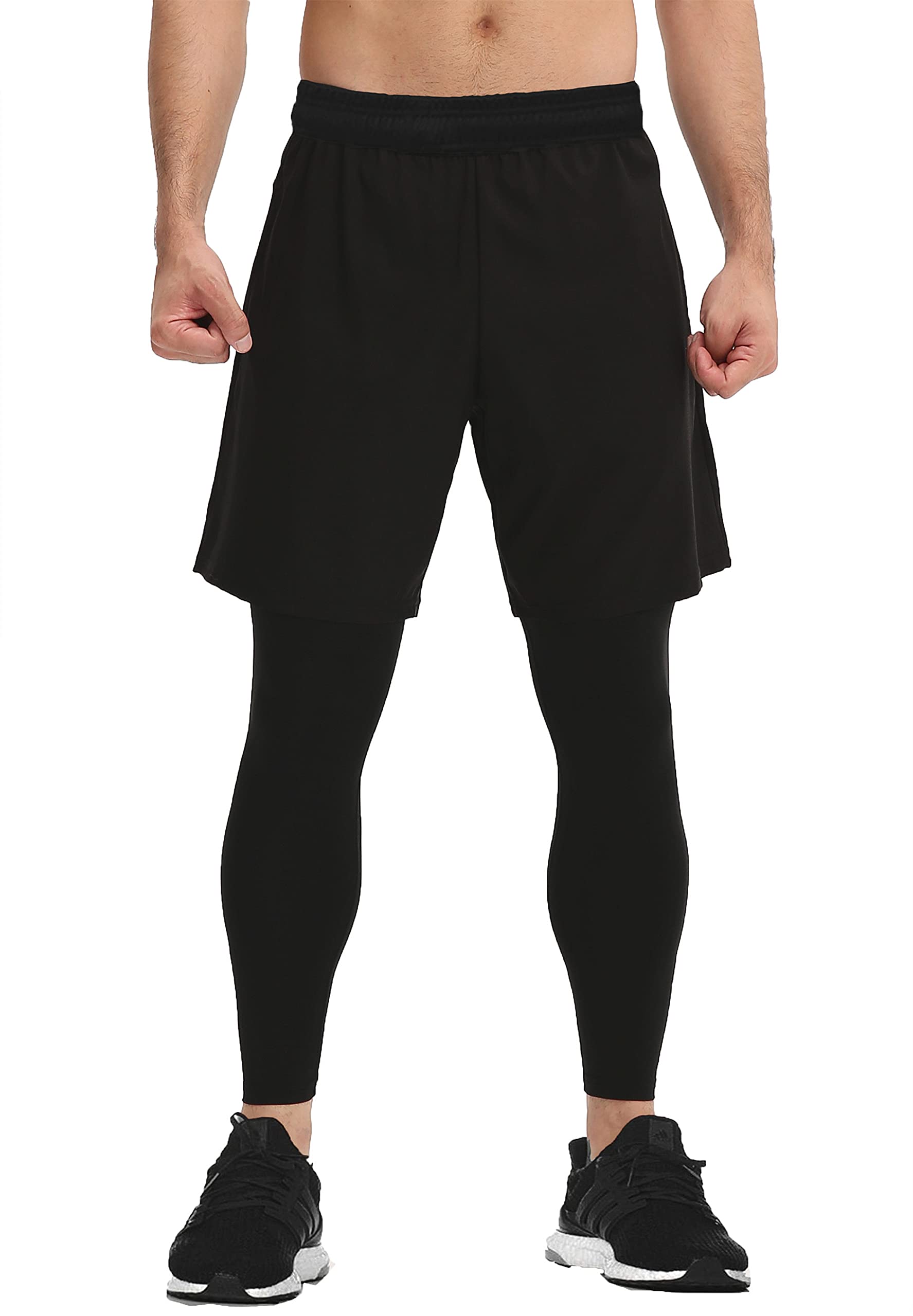 Queerier Men's 2-in-1 Running Shorts with Pockets - Gym Compression Tights & Sweatpants for Workout, Training, Jogging - Perfect for Running, Fitness & Outdoor Activities