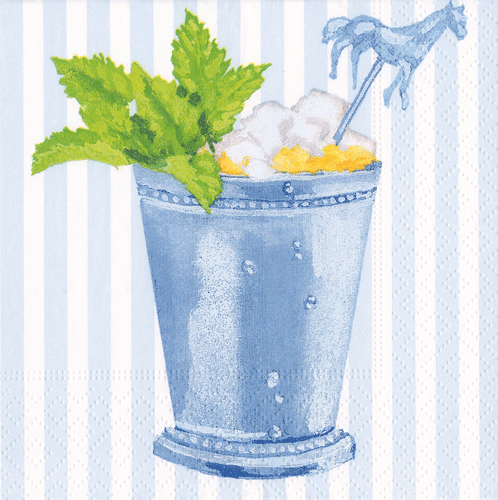 Premium Mint Julep Cup & Cocktail Napkin Set - Stainless Steel Silver Plated Mint Julep Cups with 12 Linen Cocktail Napkins - Perfect for Kentucky Derby Parties, Southern Weddings & Bourbon Tasting Events