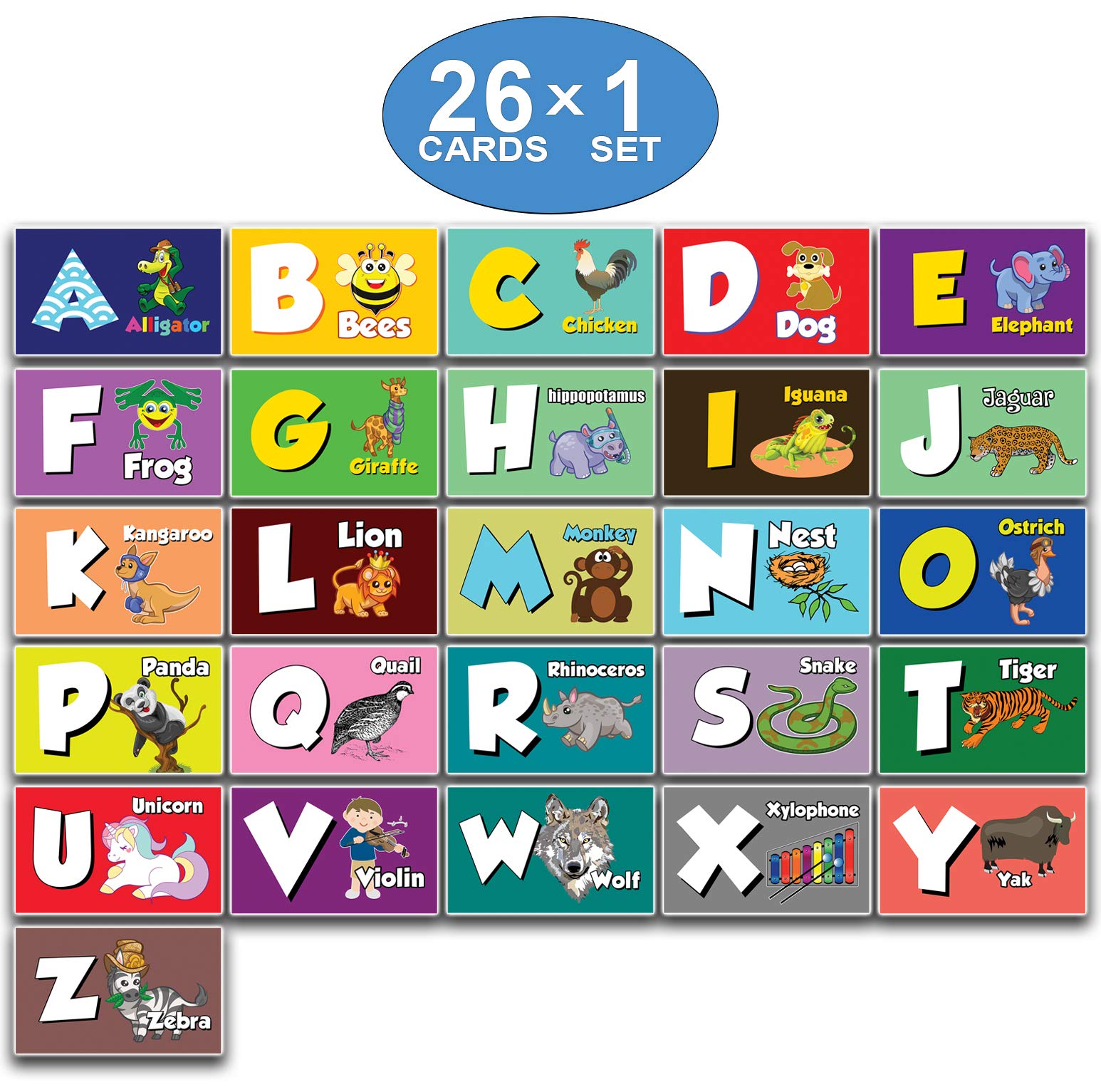 ABC Animal Alphabet Flash Cards for Kids - 26 Double-Sided Educational Learning Cards | Perfect for Preschool, Kindergarten & Homeschooling