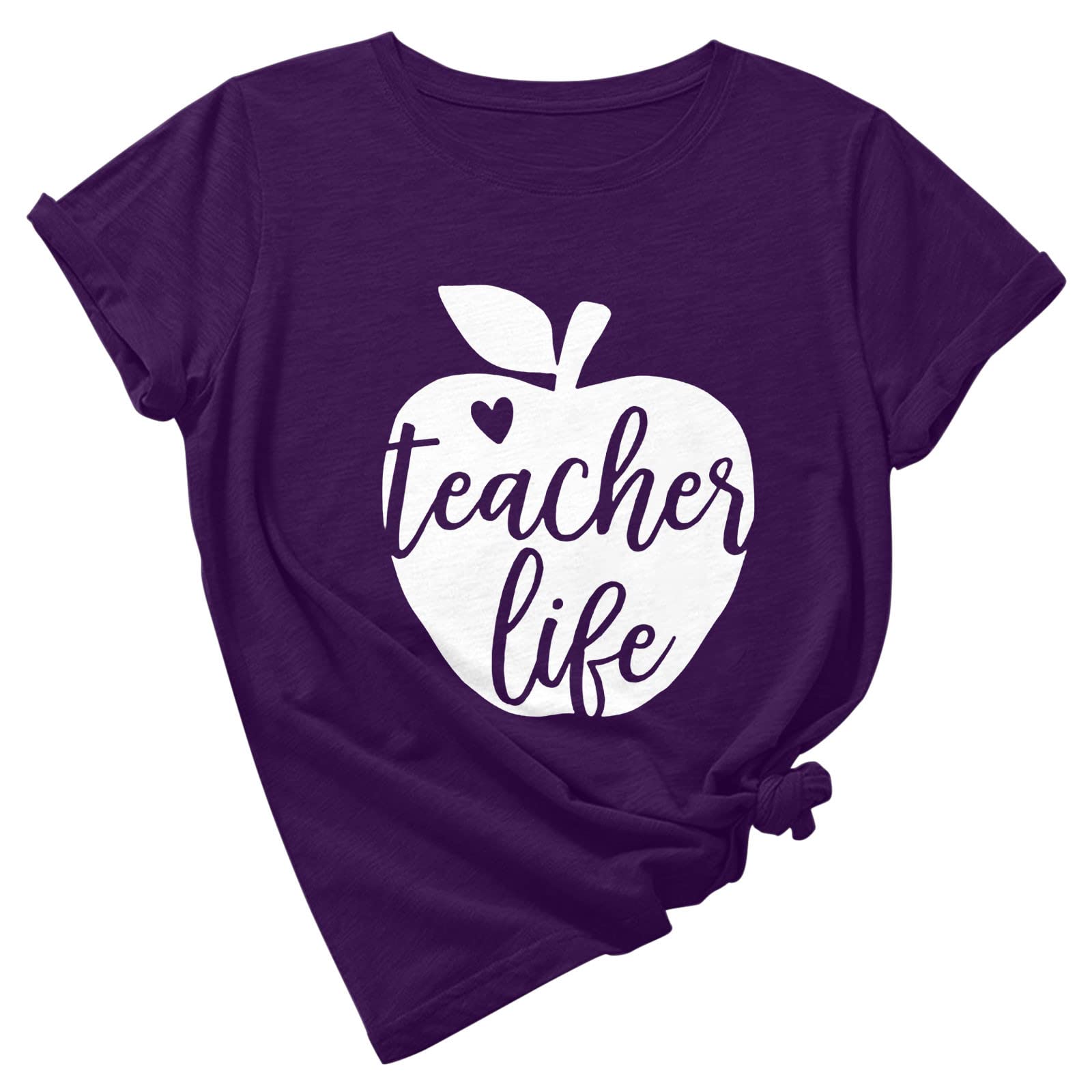 Women's Teacher Shirts - Teach Love Inspire Funny Saying Blouse, Casual Letter Print Short Sleeve Tops for Educators | Perfect for Classroom, Teacher Appreciation Week & Back to School