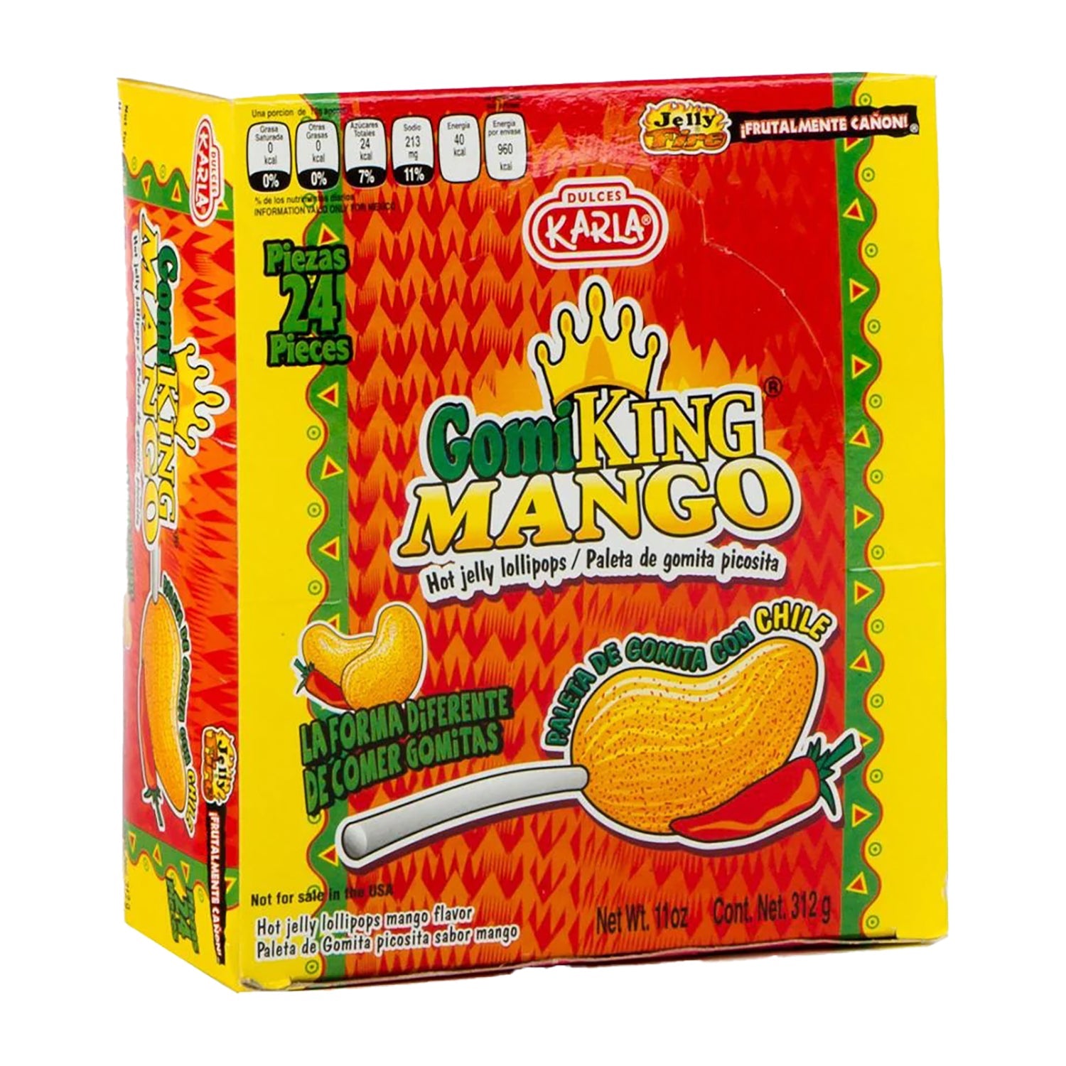 Karla Gummy King Mango Candy - 24 Count Box | Delicious Tropical Fruit Flavored Gummies for Snacking, Parties & Gift Baskets