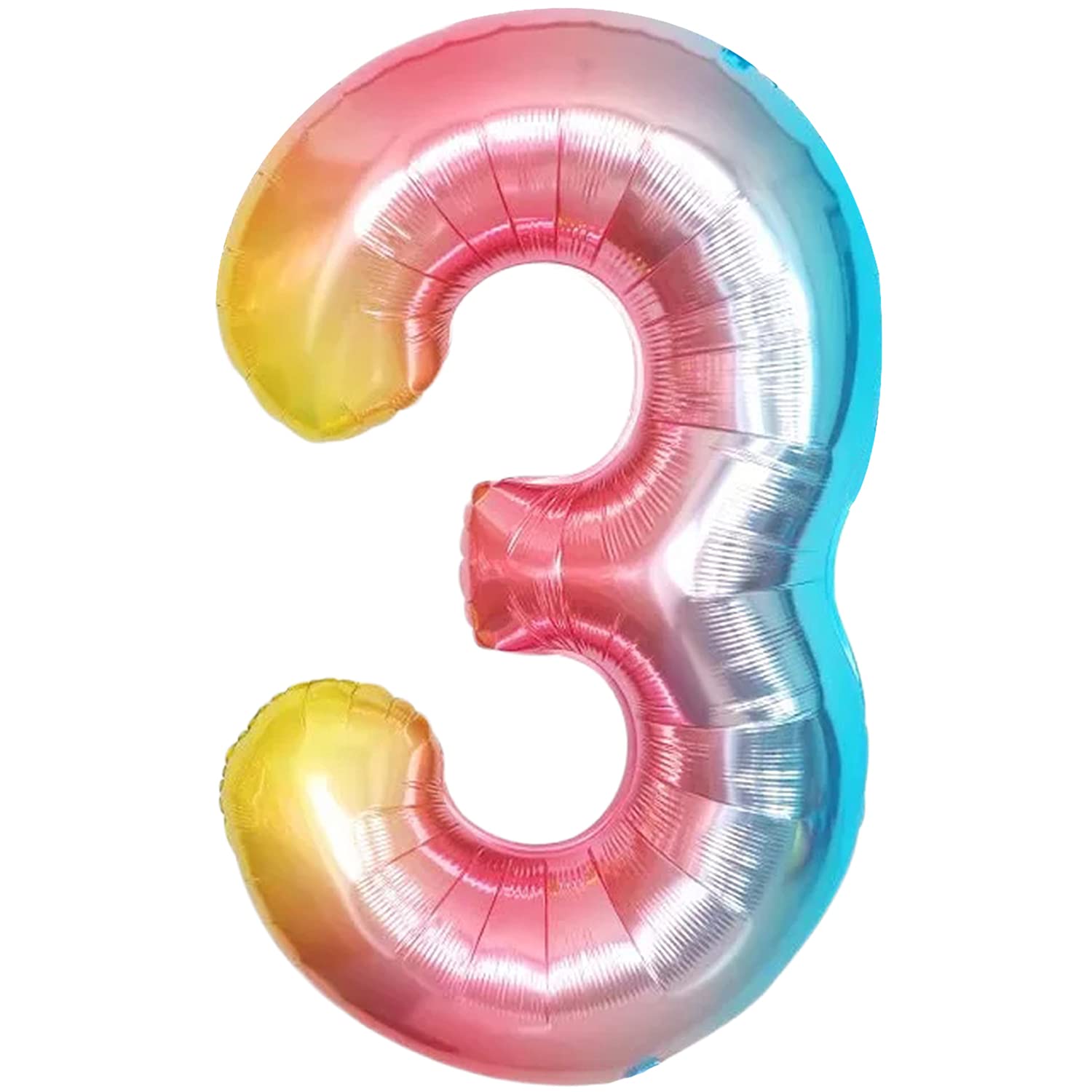 40 Inch Large Rainbow Number 3 Balloon - Giant Gradient Colorful 3 Balloon for 3rd Birthday Party Decorations | Perfect for Girls' Birthday, Unicorn Themed Parties & Anniversary Celebrations | Indoor & Outdoor Party Decor, Photo Backdrops, Baby Showers