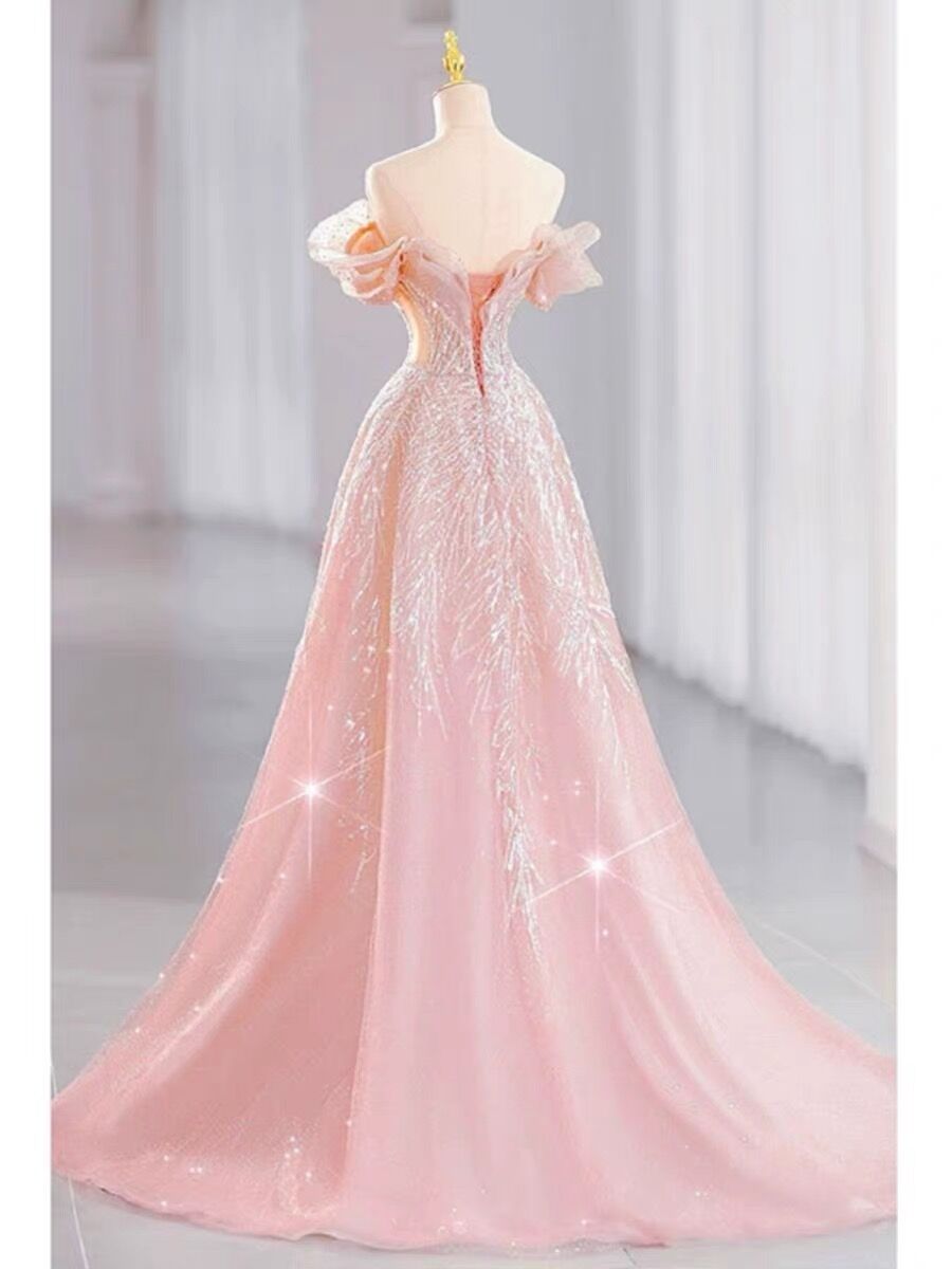 Elegant Off-The-Shoulder A-Line Long Prom Dress for Sweet 15 Birthday Party - J3091 | Formal Evening Gown for Quinceañera, Homecoming, Wedding Guest & Special Occasions