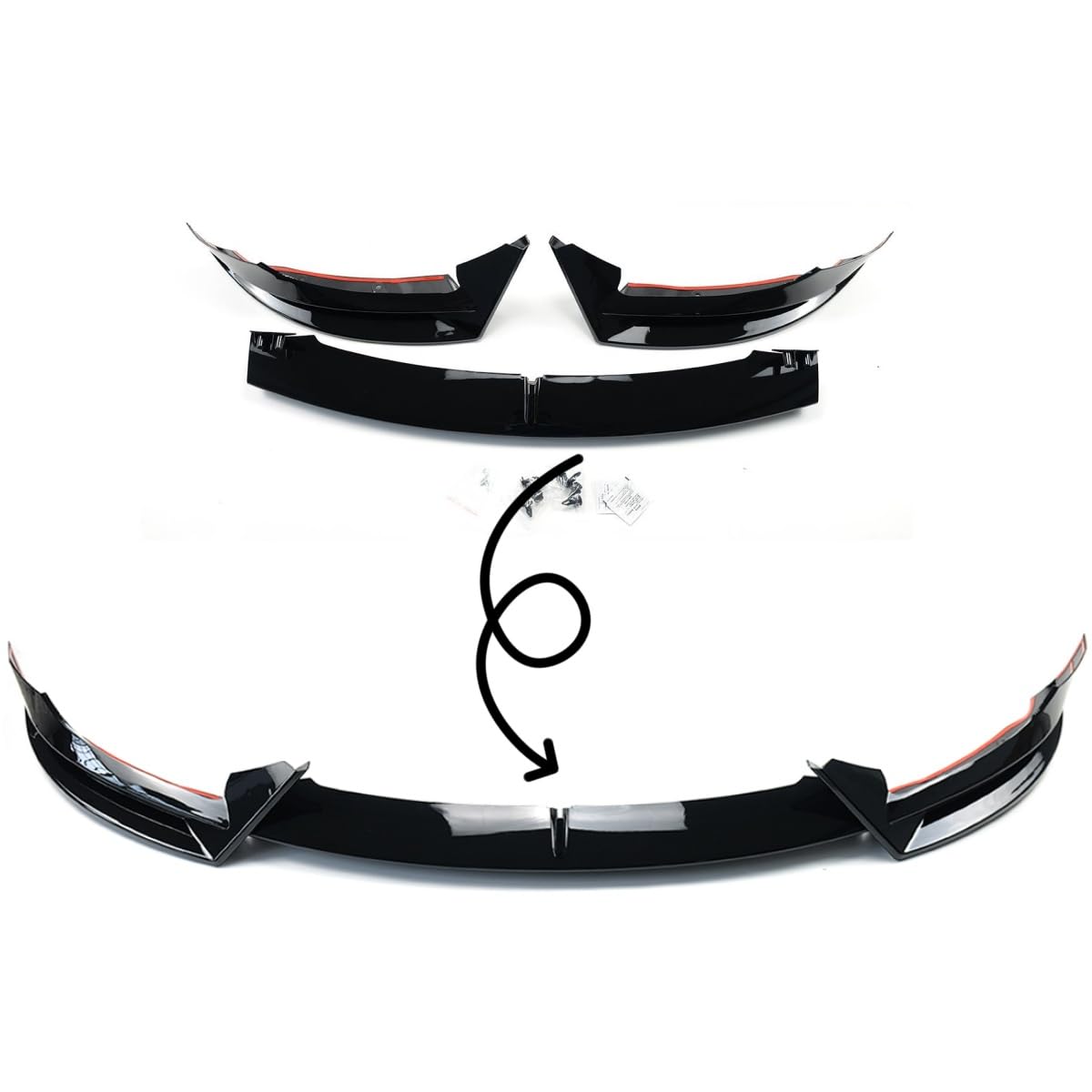 Glossy Black Front Bumper Lip Splitter Spoiler 3Pcs for Tesla Model 3 (2017-2023) - Enhance Style & Aerodynamics for Street & Track Performance