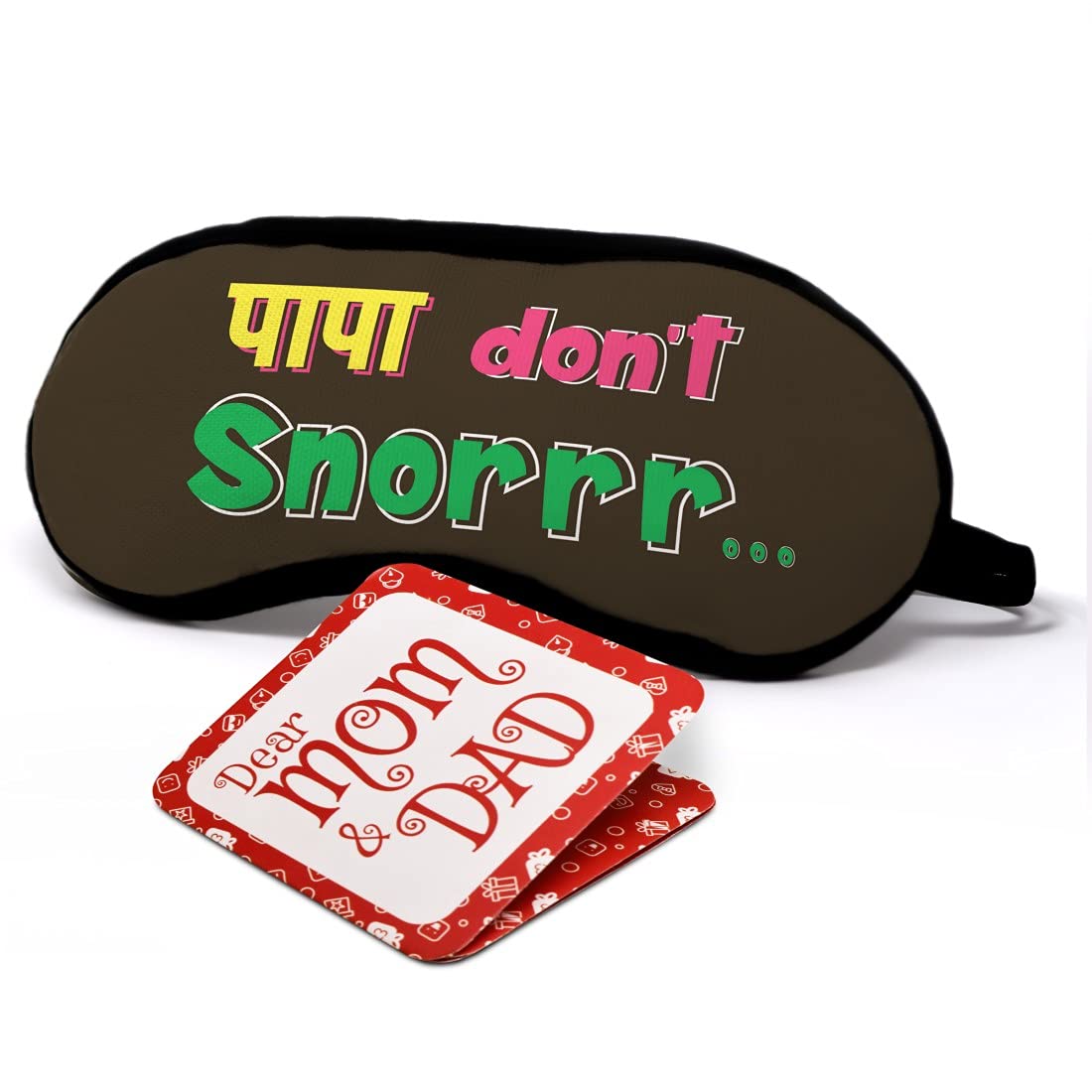 Indigifts Fathers Gifts - 'Papa Don't Snore' Quote Pop Art Style Brown Sleep Mask 7.8X3.3 inch - Best Gift for Dad, Papa, Father-in-Law, Birthday Present - Comfortable Eye Mask for Sleeping, Eye Cover for Men - Perfect for Travel, Naps & Relaxation