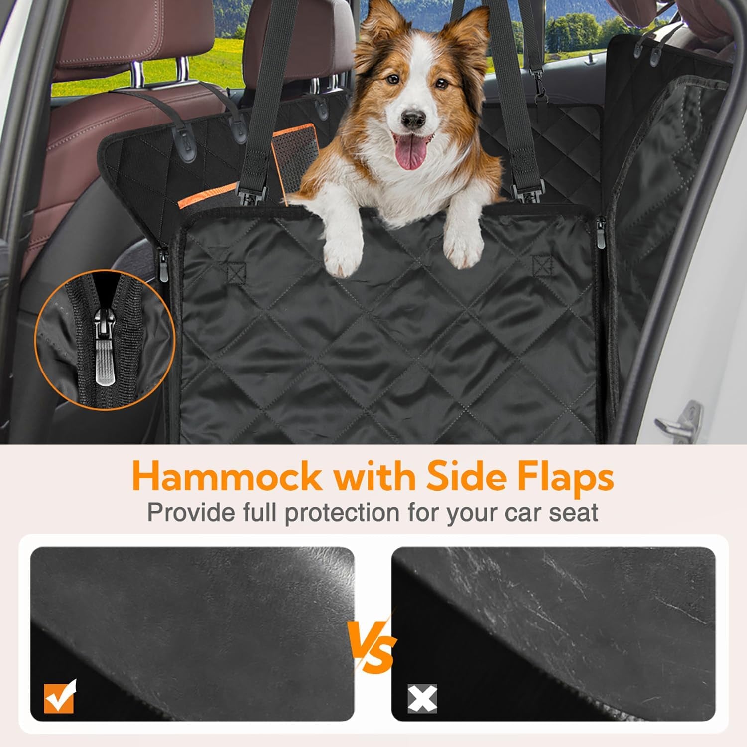 Waterproof Dog Car Seat Cover for Back Seat - Heavy Duty 600D Hammock with Mesh Window, Anti-Scratch & Non-Slip Pet Seat Protector for Cars, Trucks & SUVs - Perfect for Travel, Outdoor Adventures & Daily Commutes