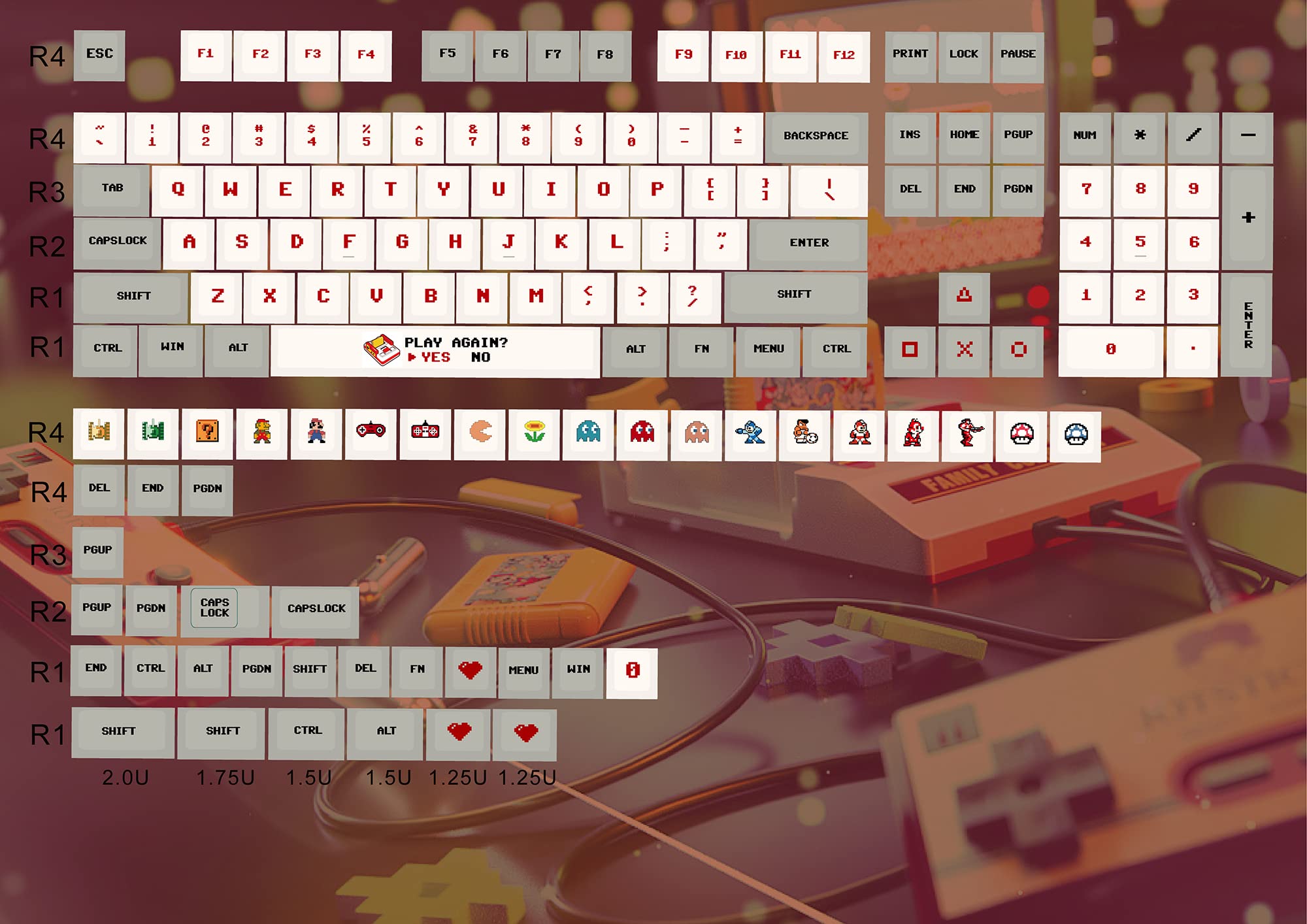 Cherry Profile PBT Dye-Sublimation Keycap Set - 151 Keys for MX Mechanical Keyboards (GMMK, Filco, GK61, KBD75, TKL) - Retro Gameboy Style for Gaming & Typing