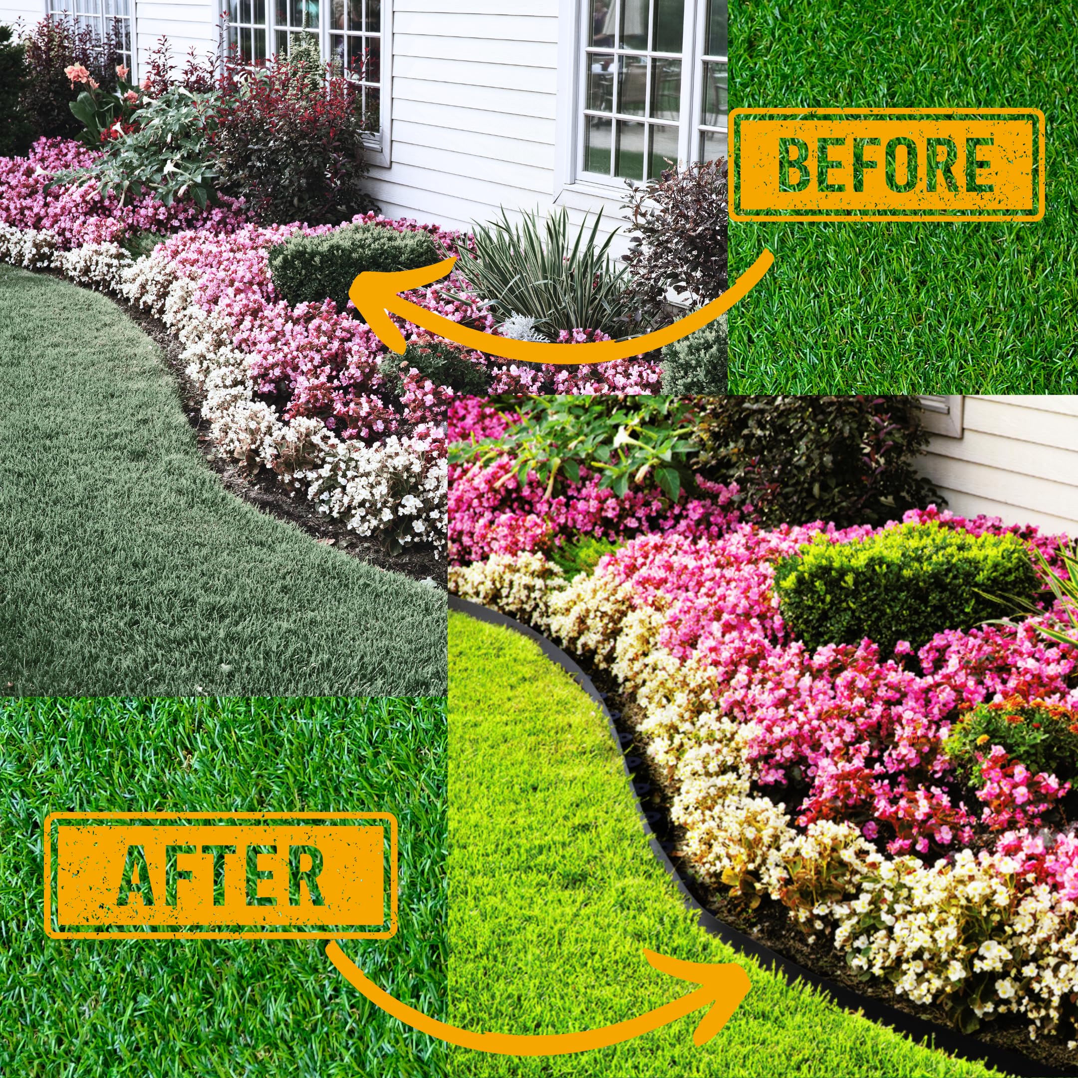 No Dig Landscape Edging 33FT - Tall Garden Border with Metal Spikes for Lawns & Flower Beds