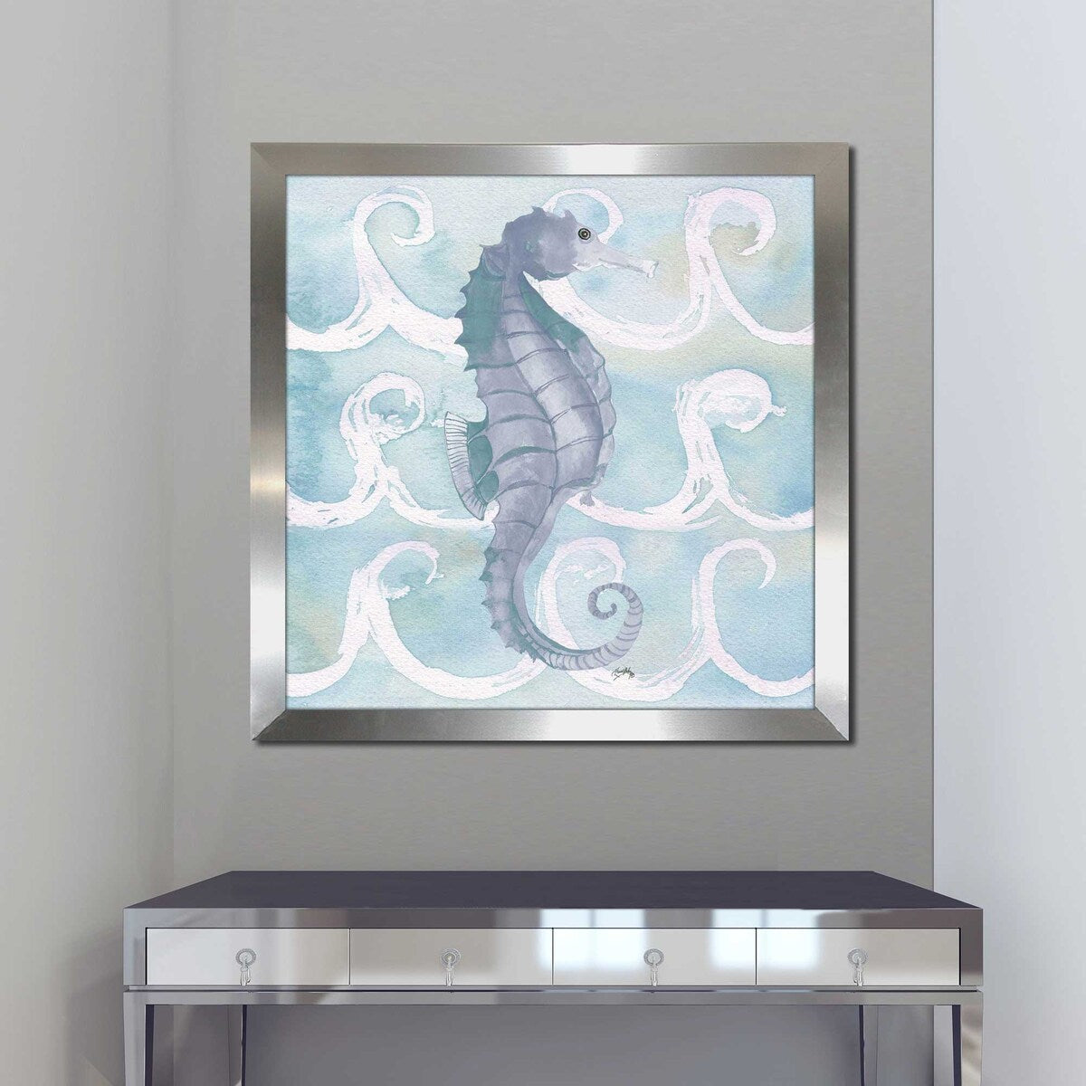 Azure Sea Creatures III Square Acrylic Wall Art - Ocean Themed Home Decor for Living Room, Bedroom & Office