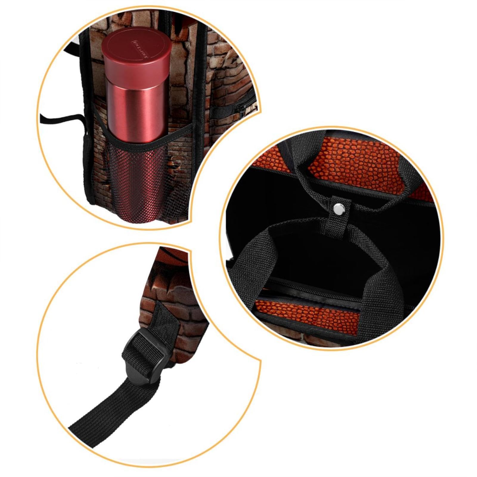 Durable Travel & Work Backpack with Basketball Wall Texture - Perfect for Commuting, Gym, and Outdoor Adventures