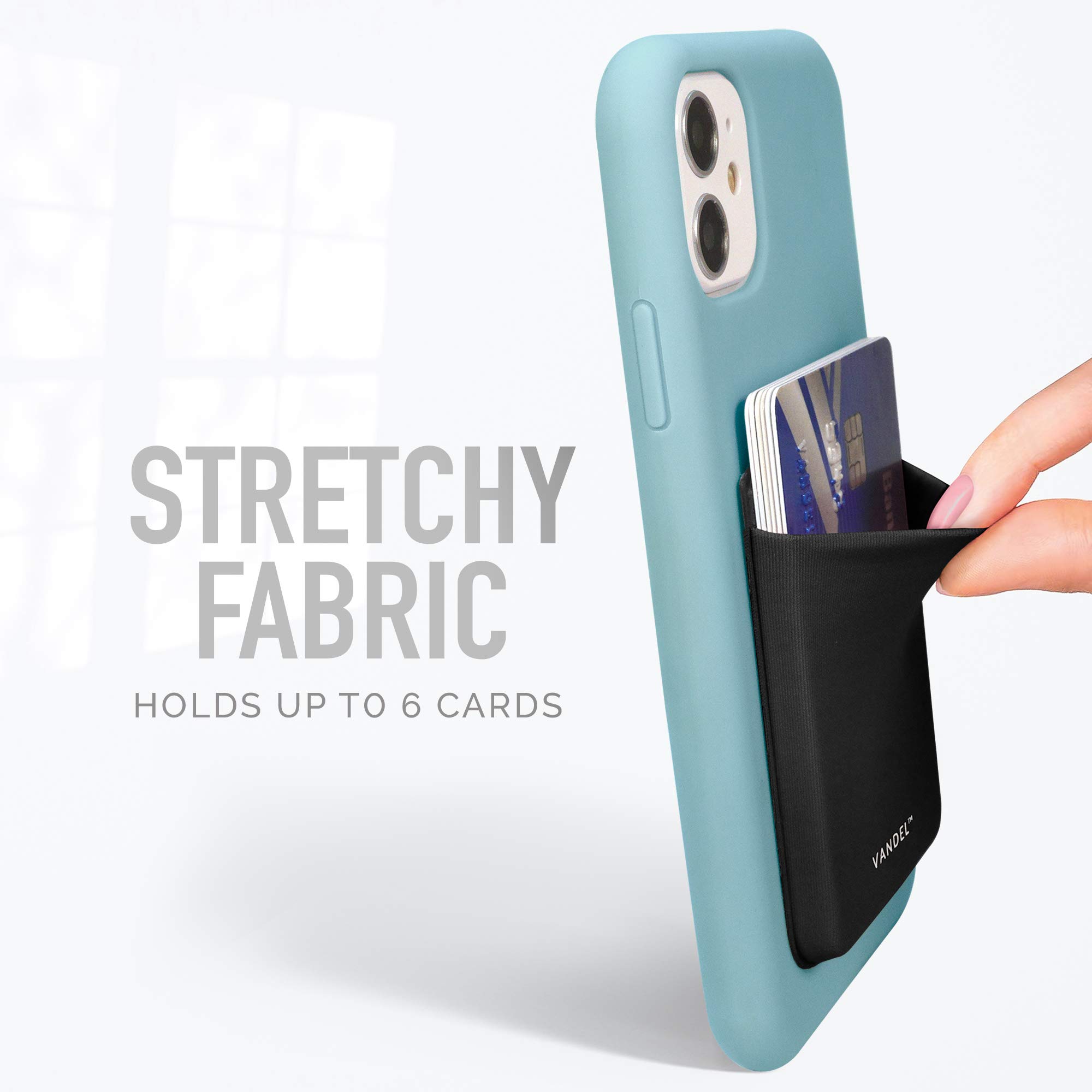VANDEL Stick-On Fabric Phone Wallet for Women - Cute Credit Card Holder for iPhone Case, Adhesive Back Pocket for Cards & Cash (Perfect for Shopping, Travel & Everyday Use)