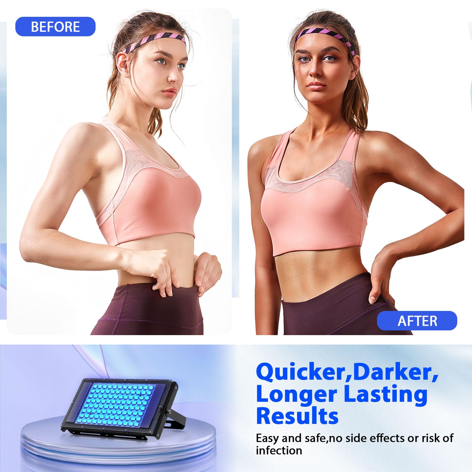JITESY 50W Tanning Lamp for Home - 2 Modes (Constant & Pulsating), 5 Brightness Levels, Face Tanning Daylight Lamp, High Density Solarium for All Skin Tones (Black) - Perfect for At-Home Tanning, Beauty Salons & Self-Care Routines