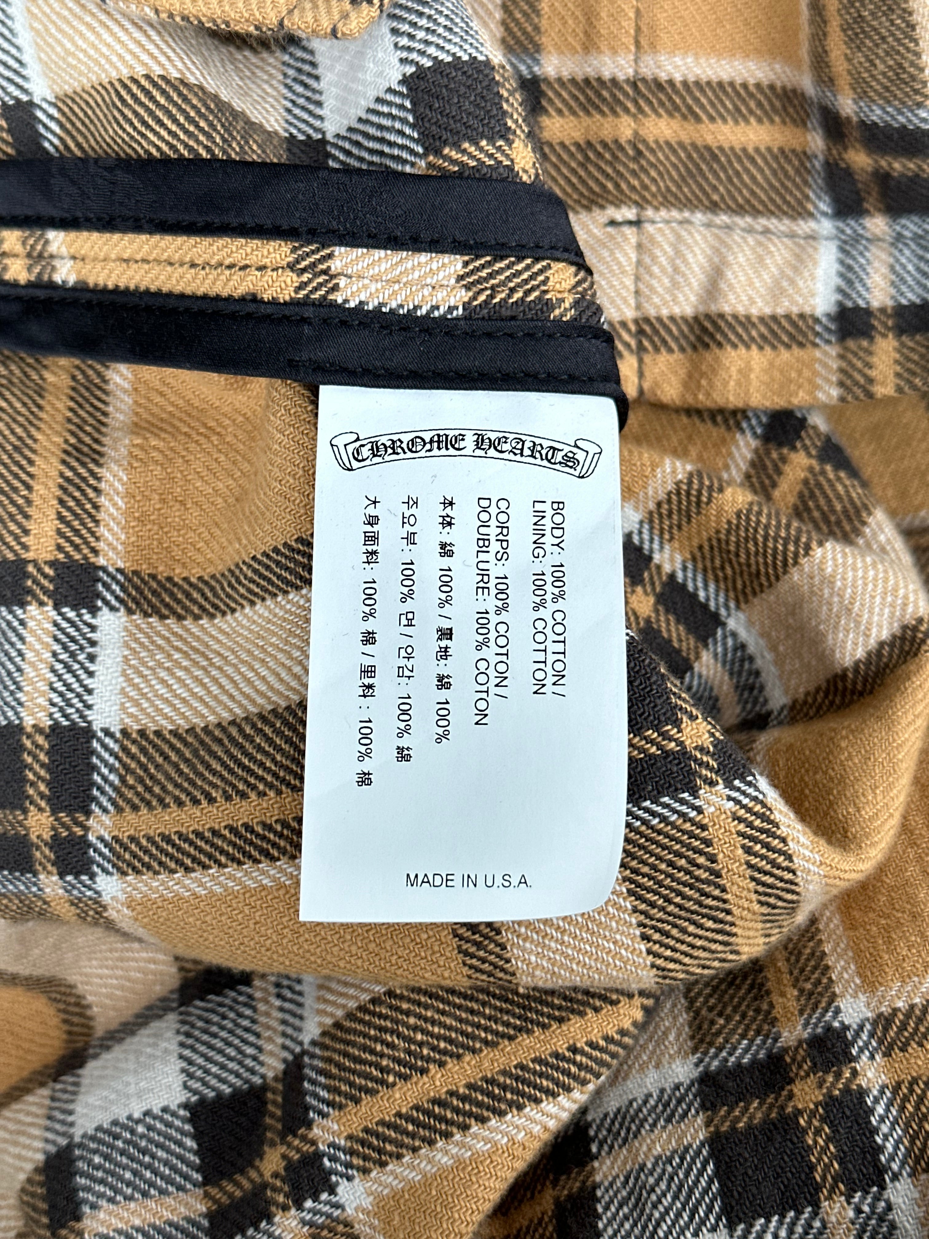 Chrome Hearts Yellow & Black Flannel Jacket for Men - Stylish Plaid Shirt with Hood - Perfect for Streetwear & Casual Outfits
