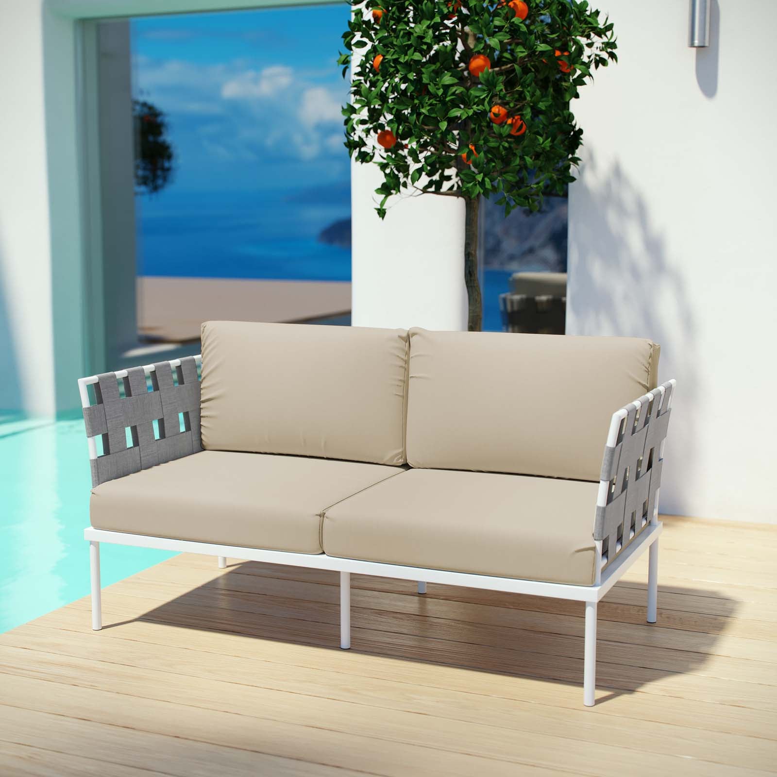 Harmony Outdoor Patio Aluminum Loveseat - Lightweight & Durable Garden Furniture for Backyard, Poolside & Balcony Relaxation