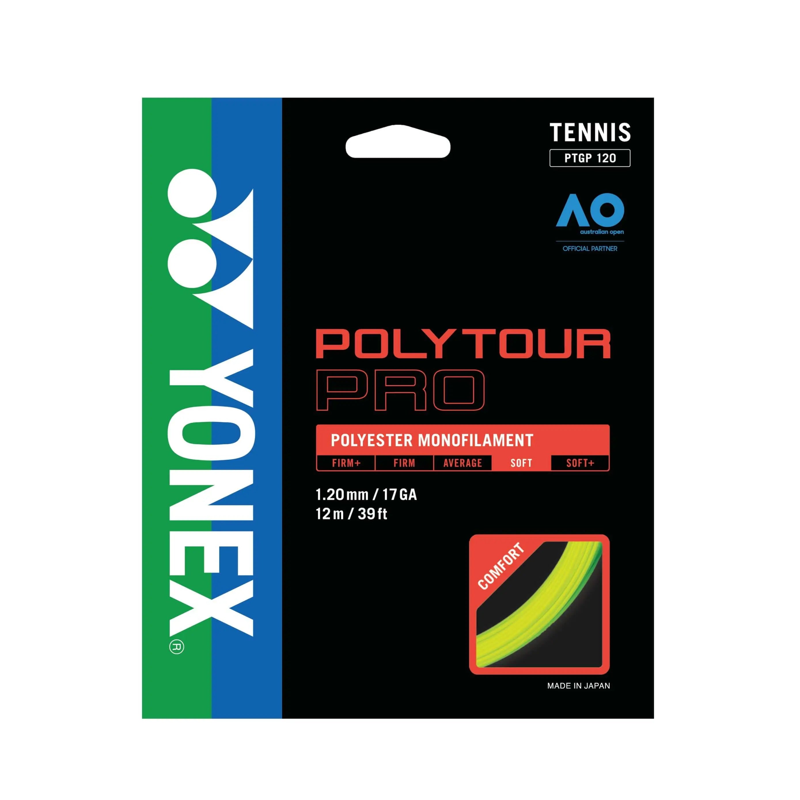 Yonex Polytour Pro 120 Tennis String 17 Gauge - High Performance Polyester String for Spin & Control - Perfect for Competitive Tennis Players & Tournament Play