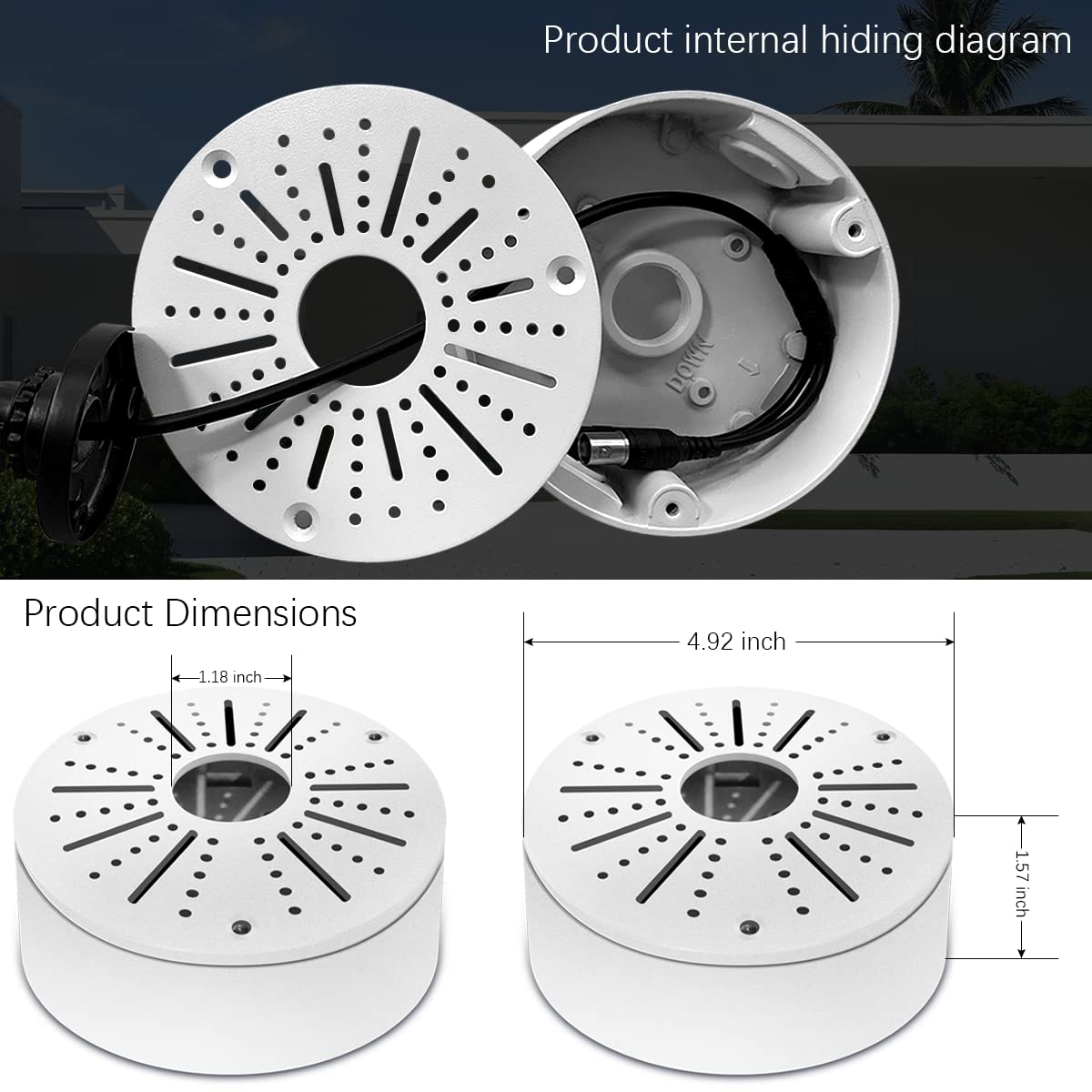 **Universal Outdoor Security Camera Junction Box - Weatherproof Metal Enclosure for Bullet, Dome & Turret Cameras, Solar Panels & CCTV - Wall/Ceiling Mount Bracket with Cable Management - Ideal for Home Surveillance, Business Security & Outdoor Monitoring**