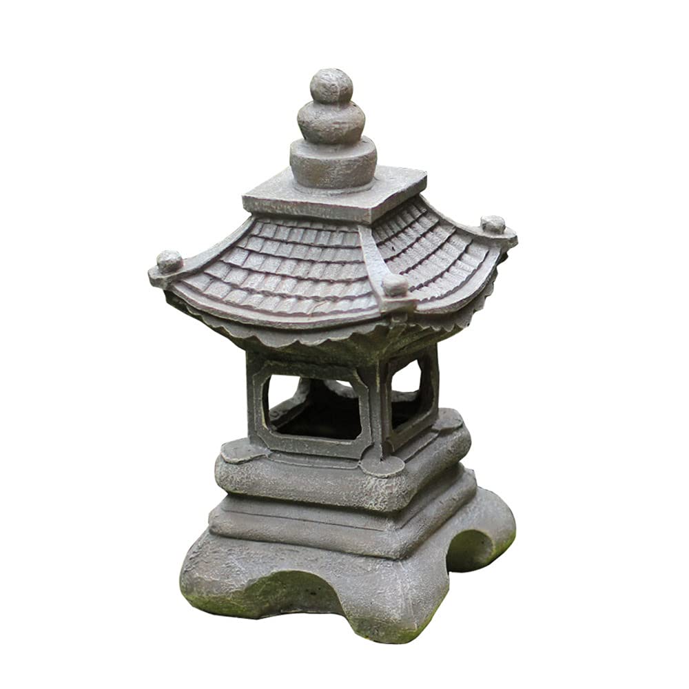 Solar Powered LED Pagoda Stupa Lantern - 16.2 Inch Waterproof Japanese Style Outdoor Garden Statue & Sculpture | Perfect for Zen Gardens, Patio Decor, and Landscape Lighting