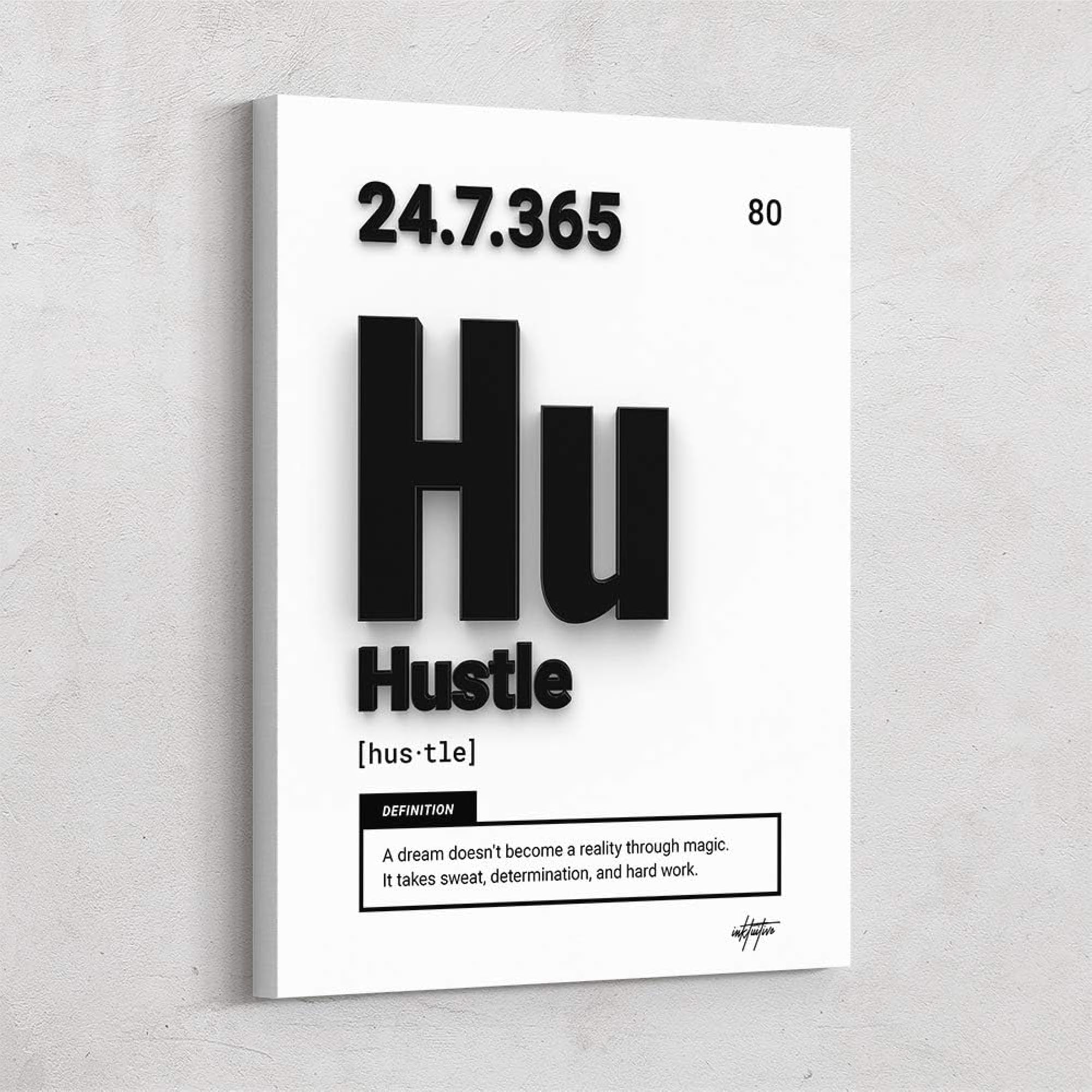 Inktuitive 'Periodic Hustle' Motivational Canvas Wall Art - 16x12 Inch Inspirational Office Decor with Positive Quotes | Perfect for Home, Office & Workspace Motivation