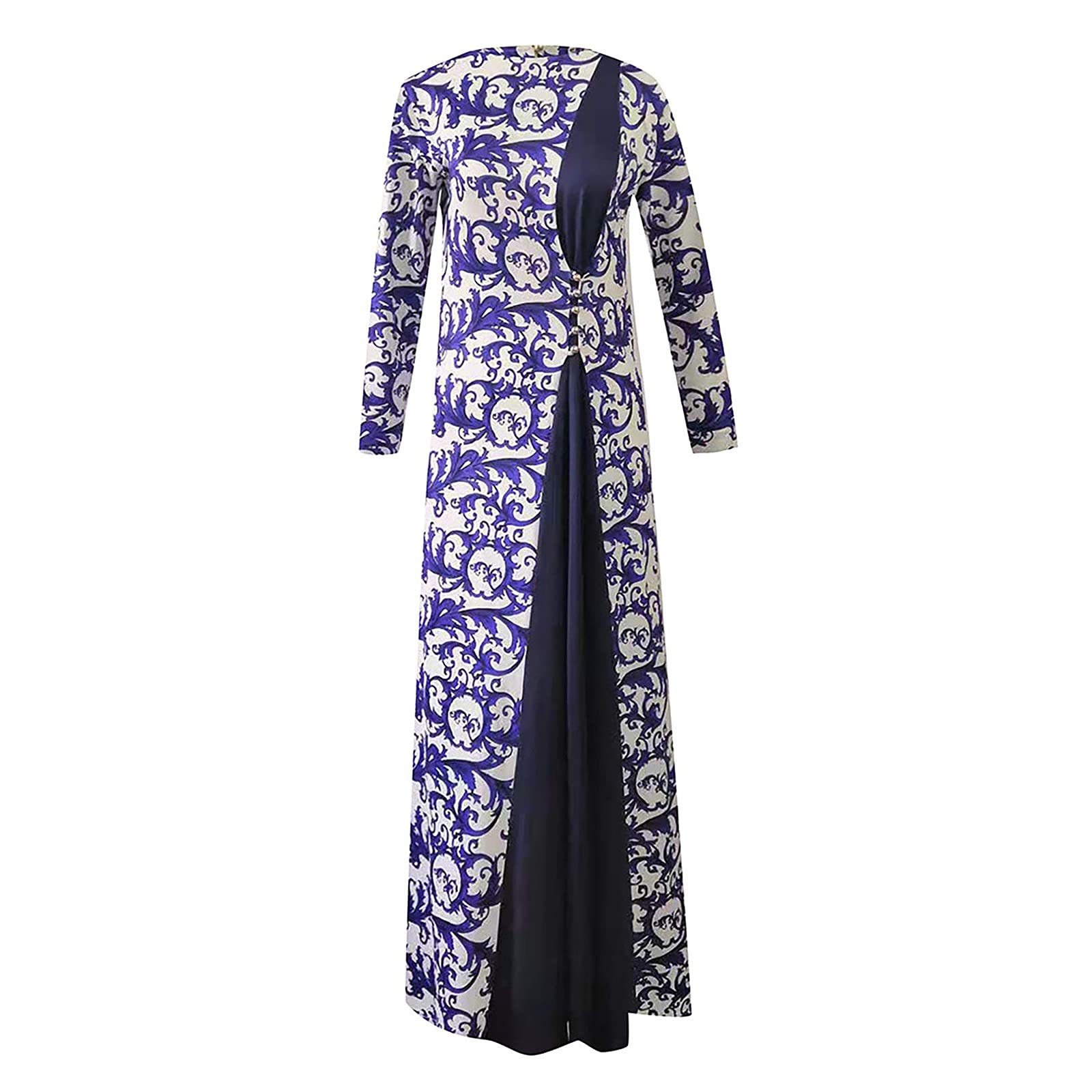 SERYU Women's Plus Size Floral Maxi Dress - Long Flowy Muslim Islamic Dress for Prayer, Eid, Wedding & Special Occasions