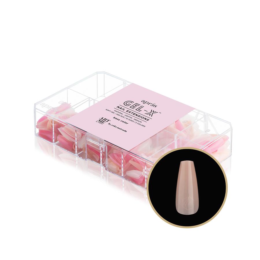 Apres Gel X Tips by Yoko - Natural Coffin Medium Base Color for Nail Extensions | Perfect for Salon, DIY Manicures & Special Occasions