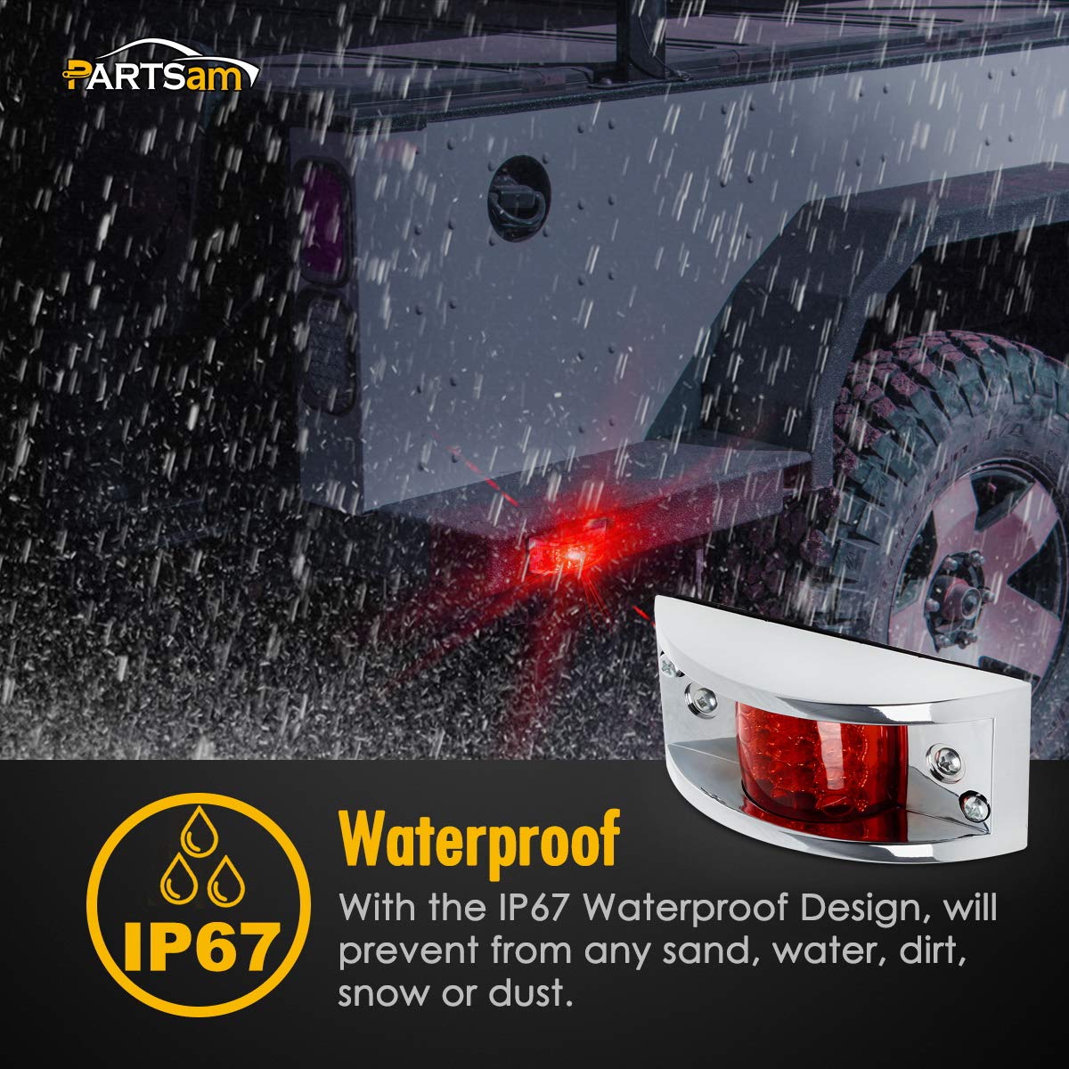 Partsam 6-Pack Red Rectangular 4-4/5