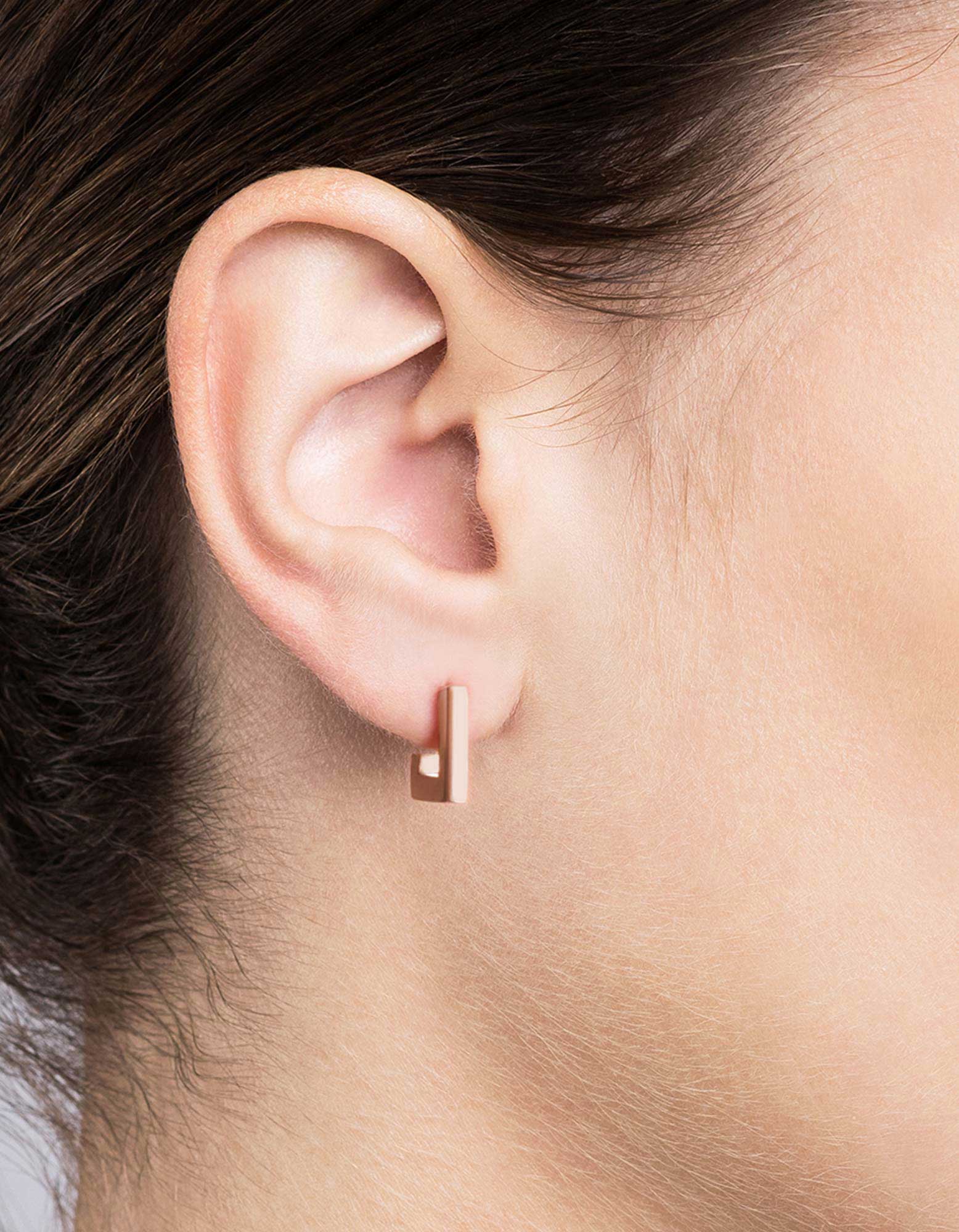 Rose Vermeil Square Bar Stud Earrings - Elegant & Minimalist Jewelry for Women - Perfect for Everyday Wear, Office & Special Occasions