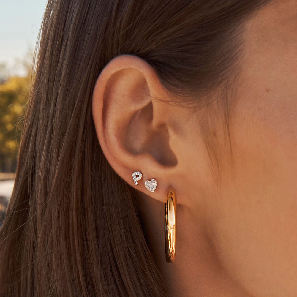 10k Gold Diamond Micro Pave Heart Stud Earrings - Perfect for Valentine's Day Gifts, Anniversary Presents & Romantic Occasions