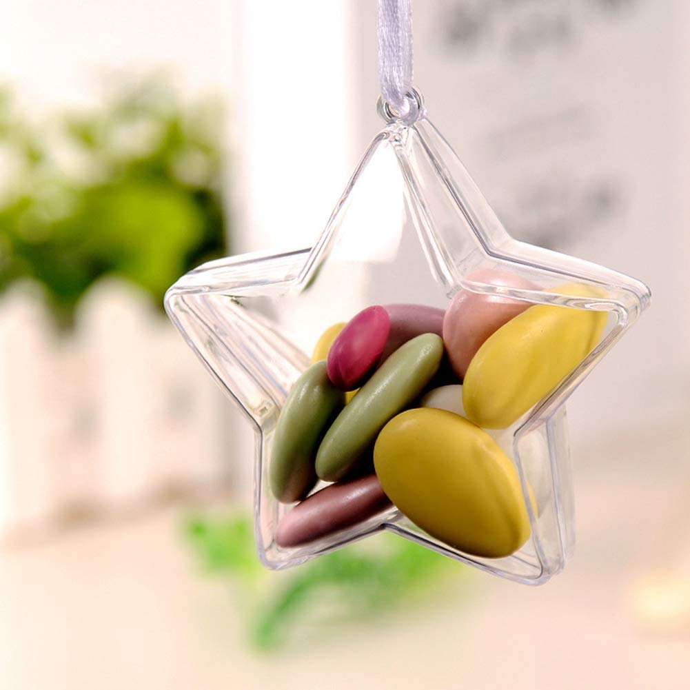 Omabeta 10-Pack Clear Pentastar Shaped Wedding Candy Boxes - 3.1 Inch Transparent Favor Containers for Candy, Sweets & Gifts | Perfect for Weddings, Bridal Showers, Baby Showers, Birthday Parties & Christmas Celebrations