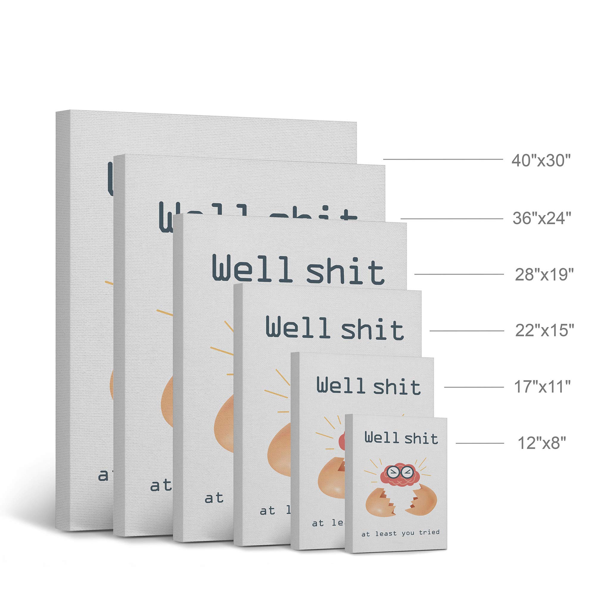 Funny Bathroom Wall Art - 'Well Shit At Least You Tried' Canvas Print | Ready to Hang Bathroom Decor | 40x30 Inches | Made in USA | Perfect for Toilet Humor & Unique Home Decoration