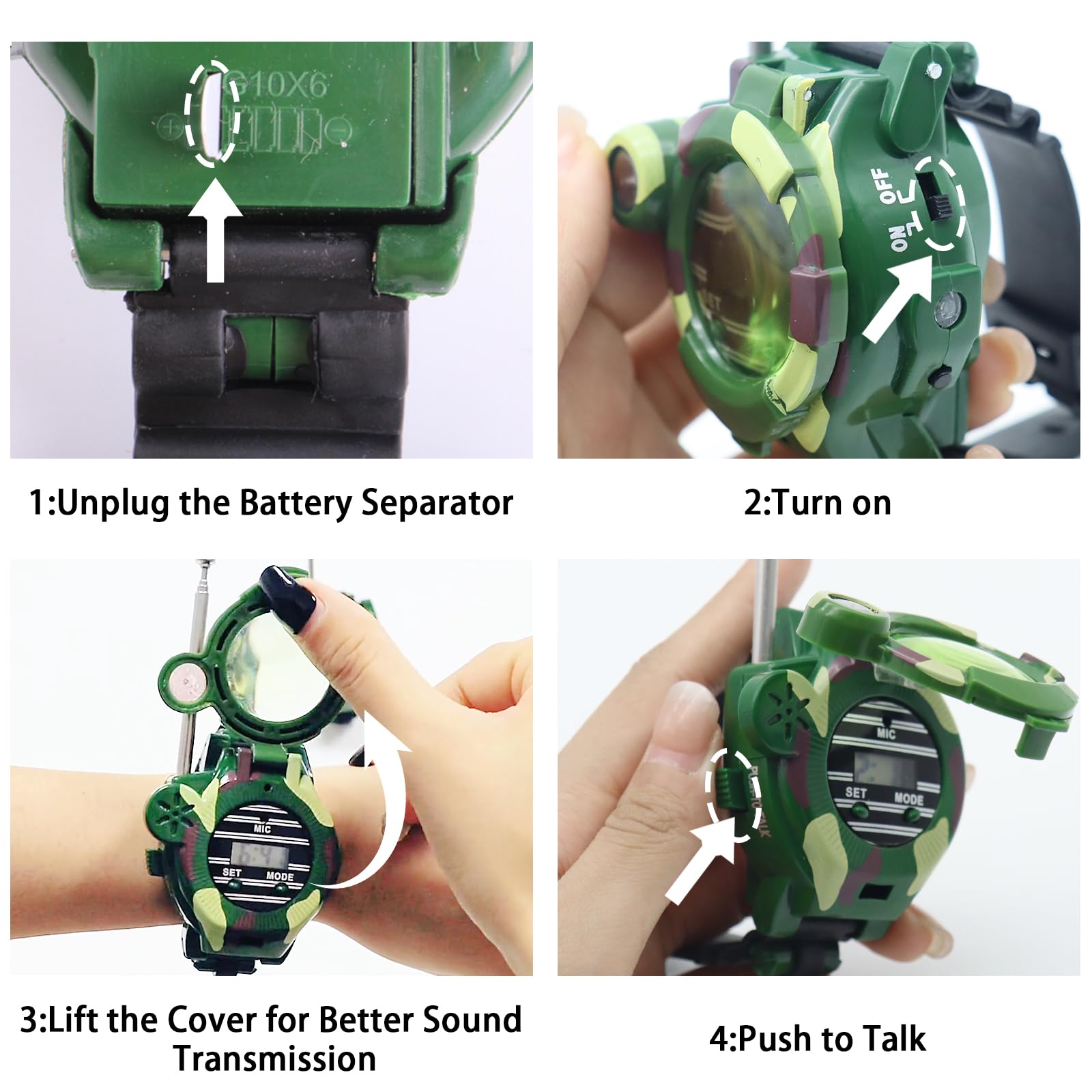 7-in-1 Kids Walkie Talkie Watch - Long Range Two-Way Communication Spy Watch with Flashlight for Boys & Girls Ages 8-12 | Perfect for Outdoor Adventures, Camping, and Secret Agent Role Play Games