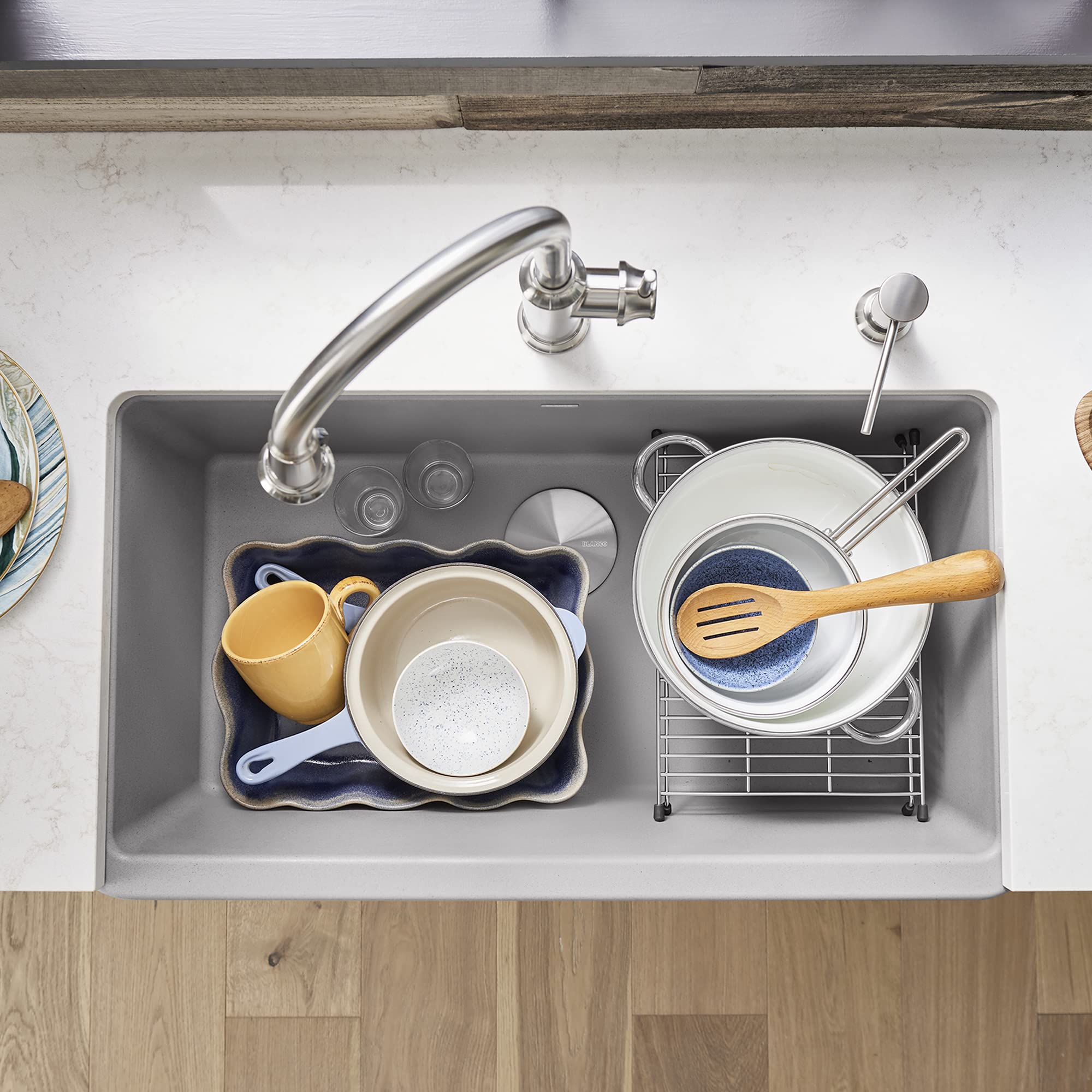 Ikon 33 Inch Single Bowl Farmhouse Apron Sink in Concrete Gray - Perfect for Kitchen Remodeling & Rustic Home Decor