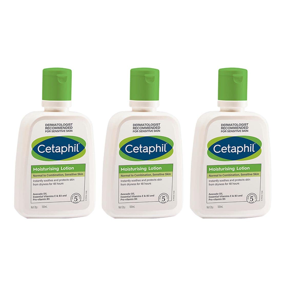 Cetaphil Moisturizing Lotion for Dry & Sensitive Skin, 100ml (Pack of 3) | Fragrance-Free Daily Hydrating Body Lotion | Perfect for Face, Hands & Body Care - Home, Office & Travel Use