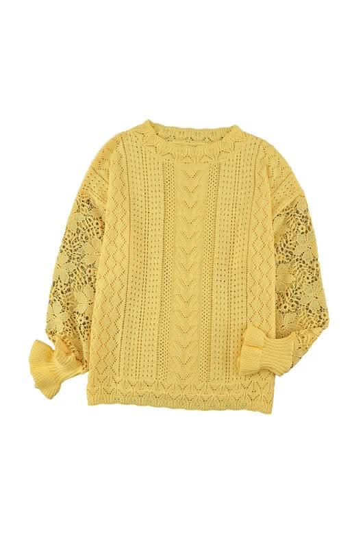 Elegant Cutout Petal Sleeve Sweater for Women - Trendy Knit Pullover for Fall & Winter - Perfect for Office, Date Night & Casual Outings