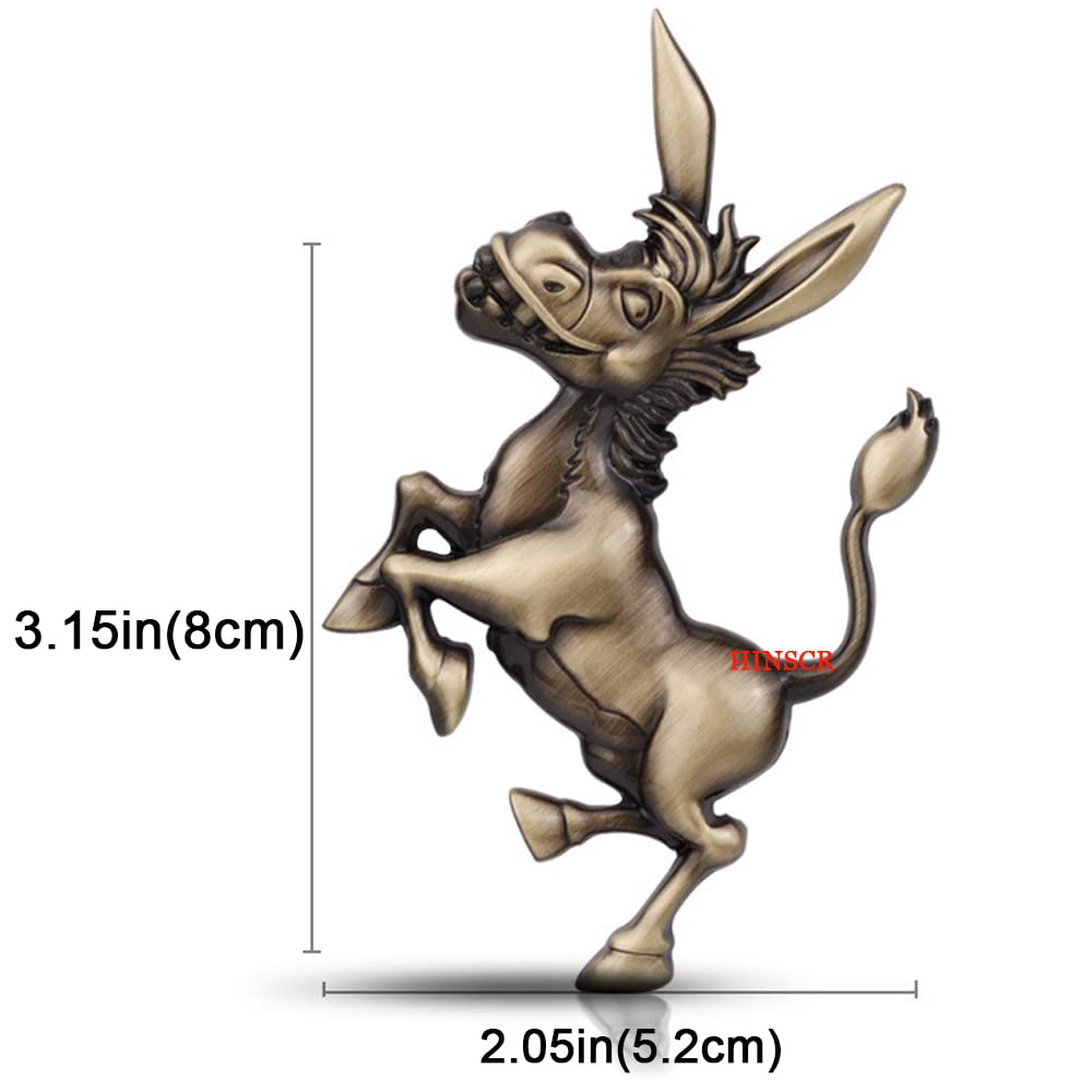 3D Donkey Metal Car Emblem - Cute Bronze Hood Badge Sticker for Cars, Motorcycles, Laptops & Backpacks | Unique Vehicle & Personal Accessory Decoration for Car Enthusiasts & Animal Lovers