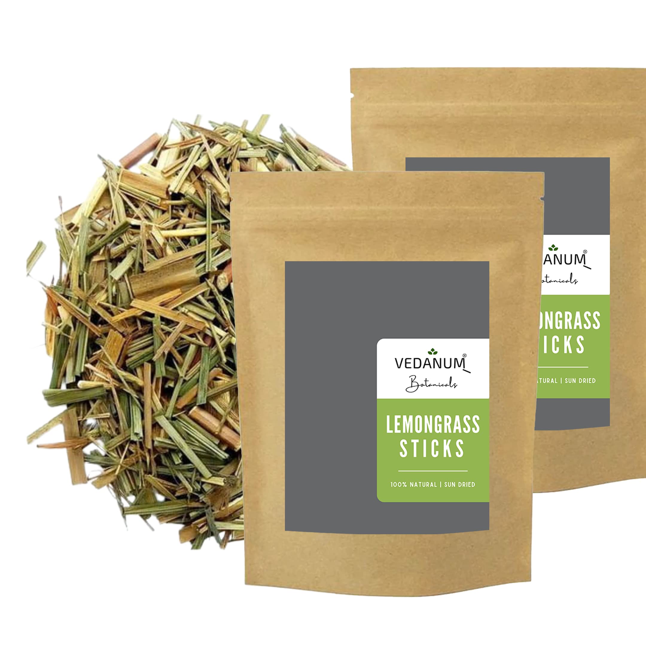 Vedanum Natural Sun-Dried Lemongrass Sticks - Hair & Skin Care - 50g for Aromatherapy & Cosmetics