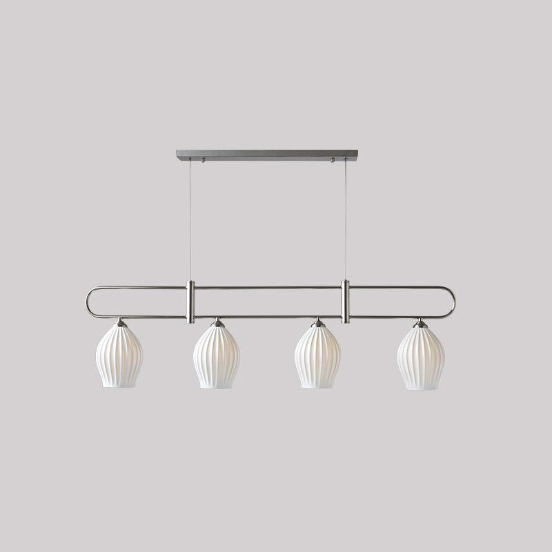 Modern Fin Pendant Light - Adjustable Hanging Ceiling Lamp for Kitchen Island, Dining Room & Bedroom | Industrial Style Lighting Fixture with Vintage Edison Bulbs