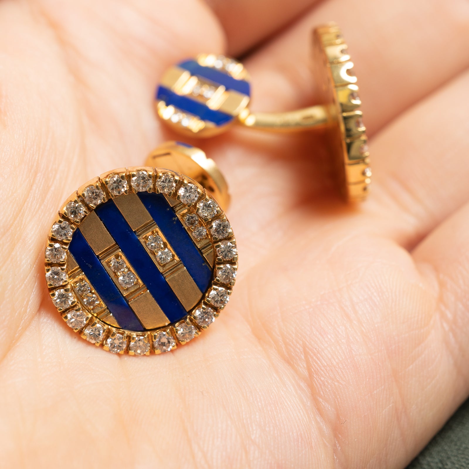 Lapis Lazuli & Diamond Cufflinks for Men - 1.60ctw & 2.00ctw Genuine Stone & Diamond Elegant Dress Accessories - Perfect for Weddings, Business Meetings & Formal Events