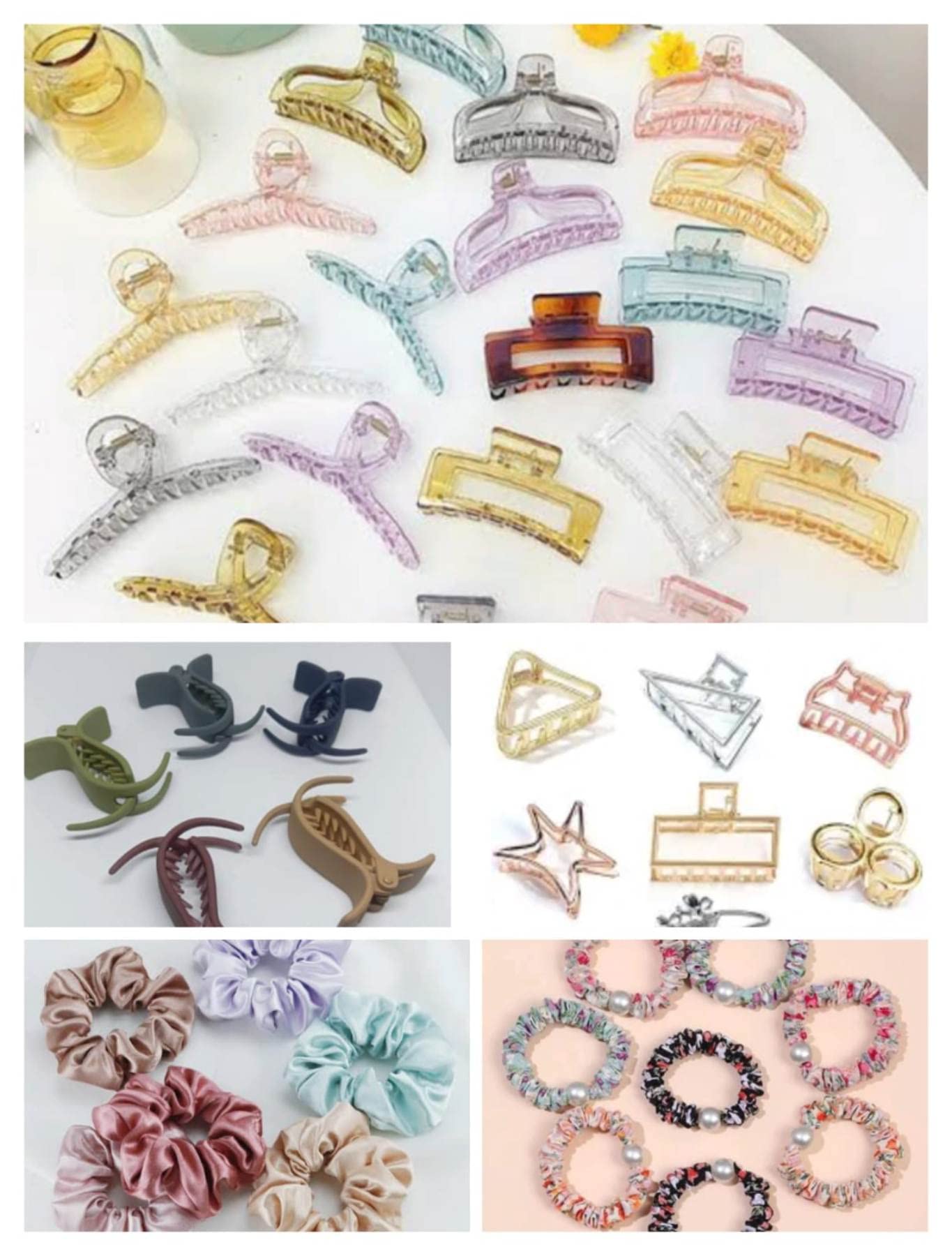 Snowpearl 10-Piece Hair Accessories Set – Large Hair Claws, Medium Metal Clips, Fish Tail Clips, Pearl Headband, Satin Scrunchies for Women & Girls – Perfect for Parties, Weddings & Everyday Styling