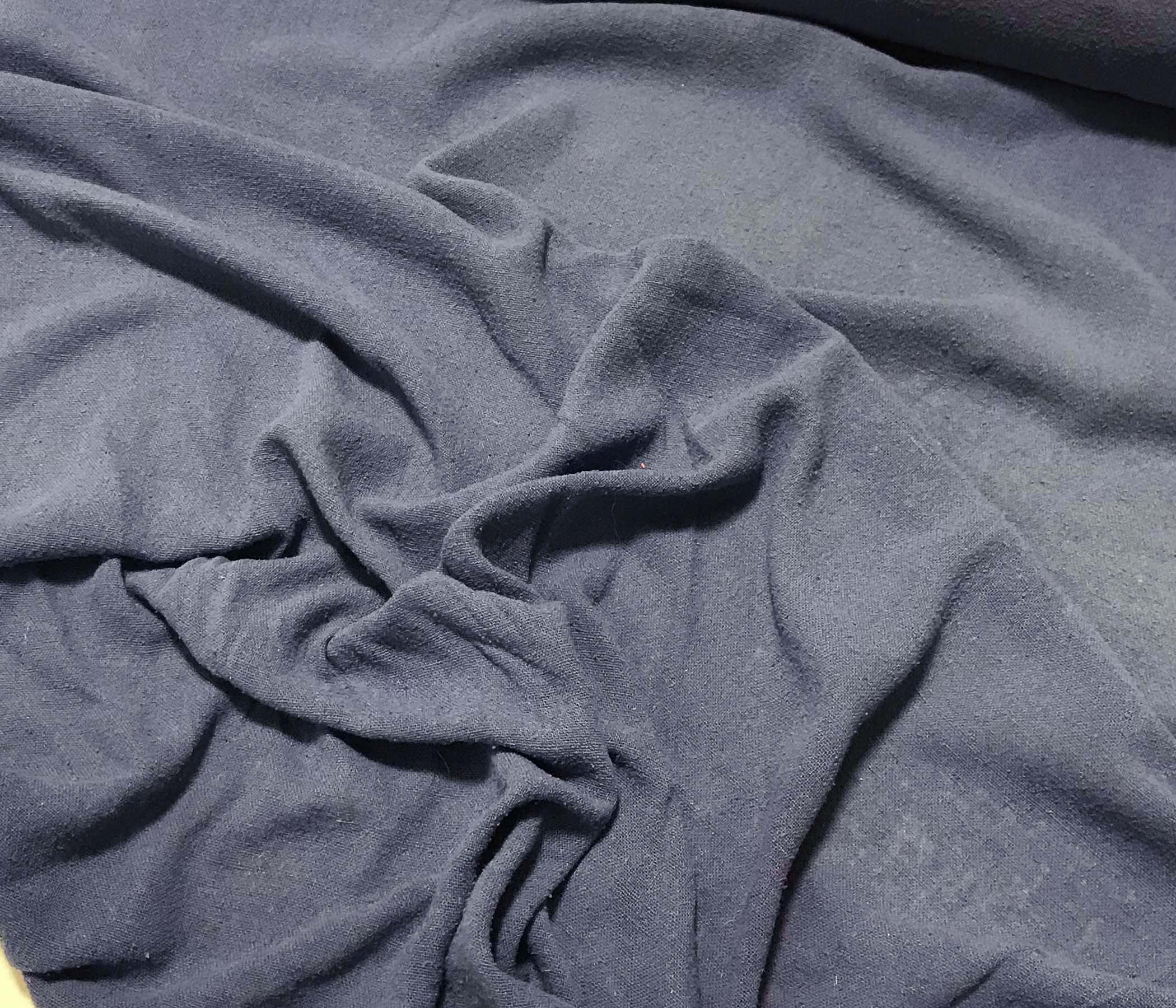 Hand-Dyed Denim Blue Poplin Gauze Silk Noil Fabric - Soft & Breathable Material for DIY Clothing, Dresses, and Home Decor Projects