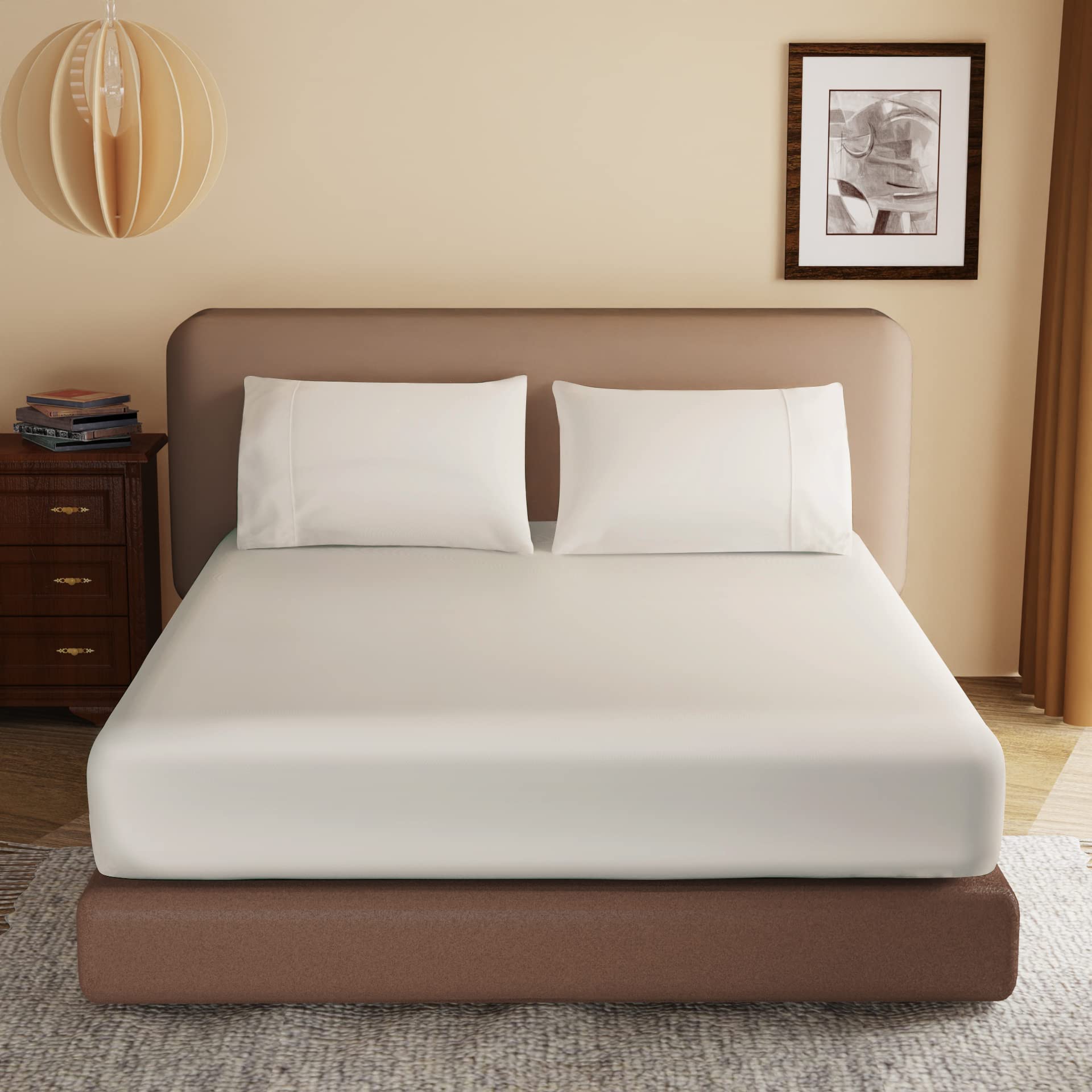 Premium 600 Thread Count 100% Egyptian Cotton Fitted Sheet - Queen Size Deep Pocket (8-16