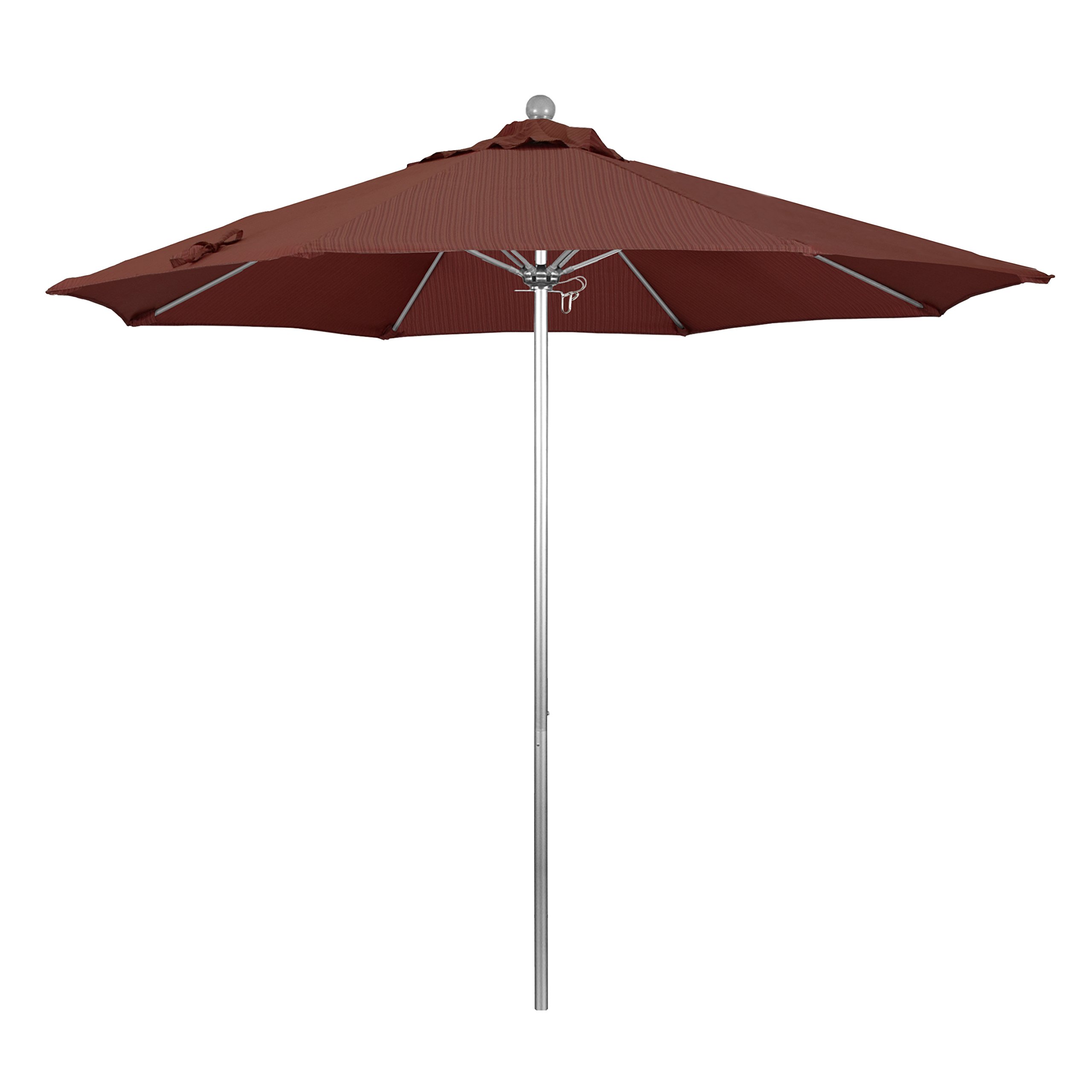 9' Round California Patio Umbrella - Aluminum/Fiberglass Frame with Push Open Mechanism & Silver Pole | Durable Olefin Fabric | Perfect for Poolside, Backyard, Deck, and Outdoor Dining Areas