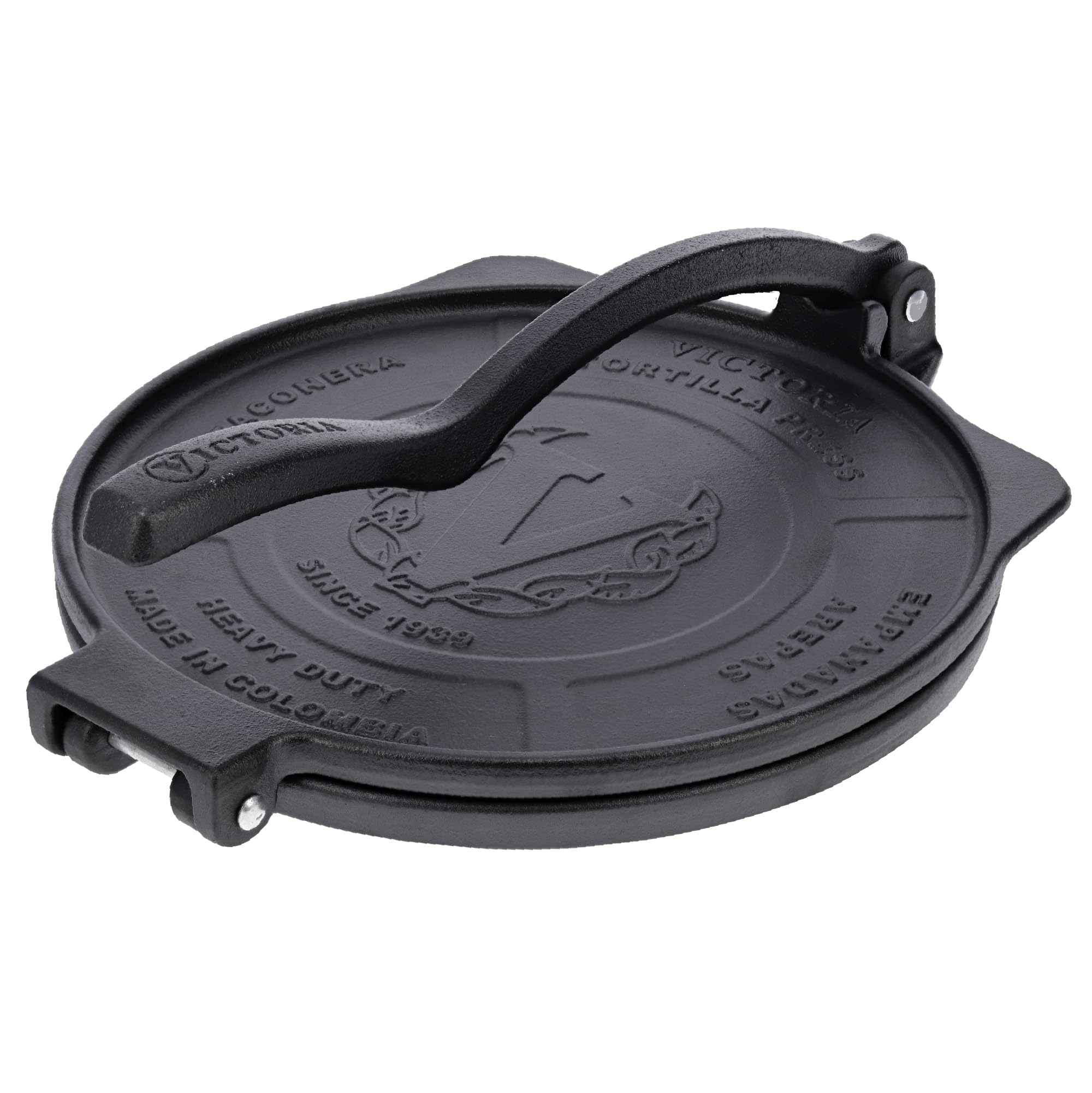 10-Inch Cast Iron Tortilla Press - Heavy Duty Commercial Grade for Tortillas, Roti, Arepas & Flatbreads - Pre-Seasoned with Flaxseed Oil - Made in Colombia - Perfect for Home Kitchens & Restaurants