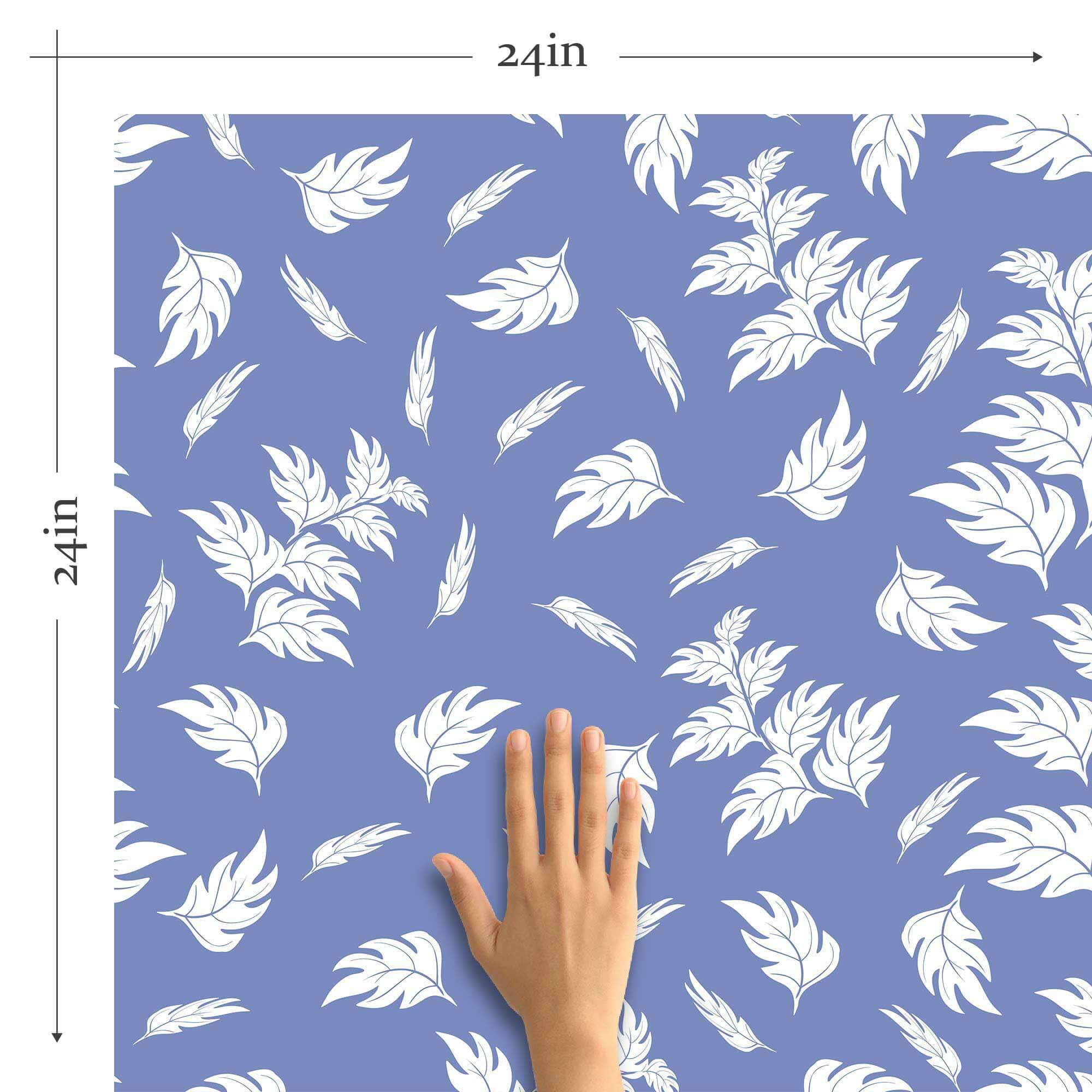 Blue Leaves Peel and Stick Removable Wallpaper - Self-Adhesive Decorative Wall Covering for Bedroom, Living Room, Nursery & Office Decor