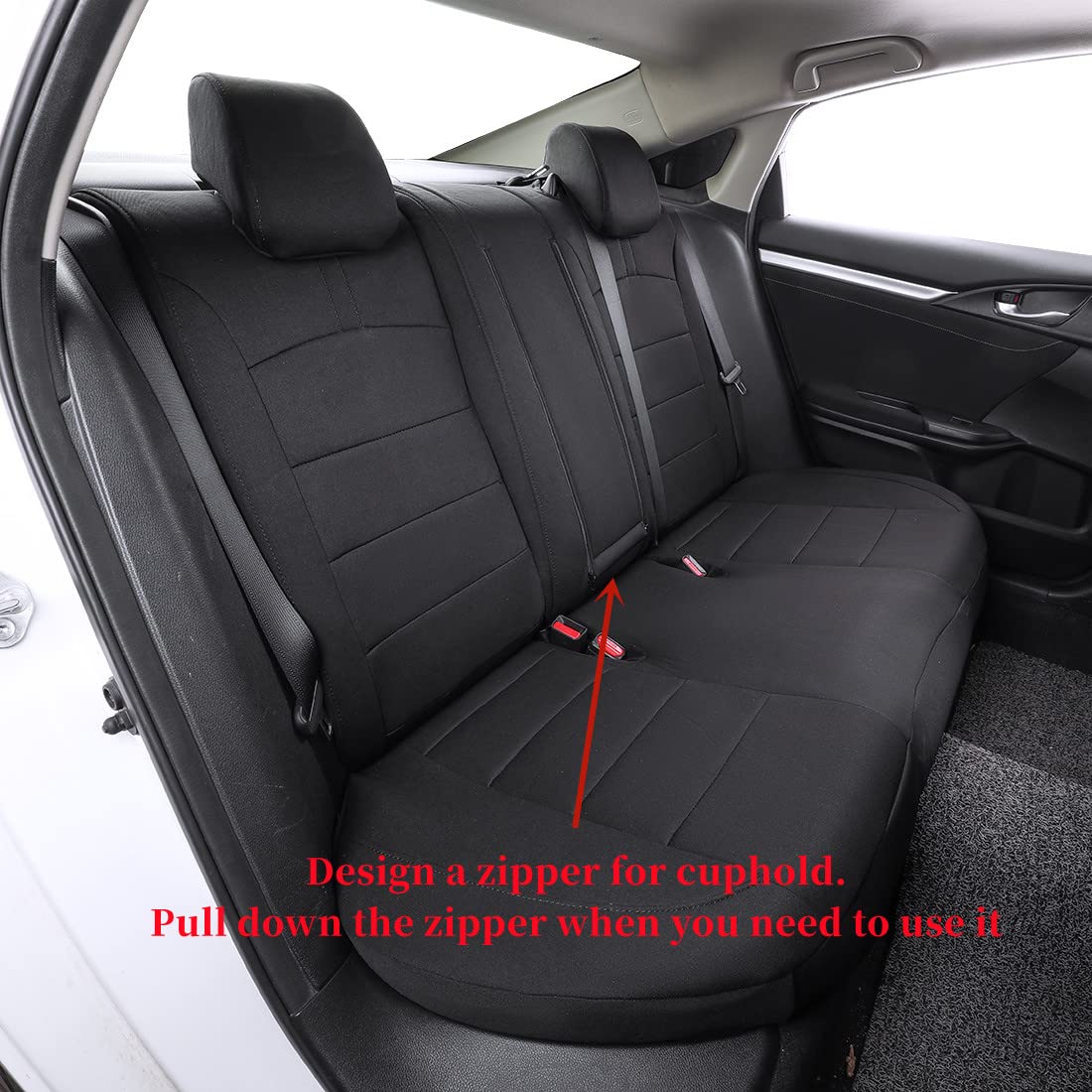 Premium Custom Seat Covers for 2016-2021 Honda Civic Sedan EX-L/EX-T/EX/Touring/LX-P/Sport Models - Full Set Black Car Interior Accessories | Perfect for Daily Commute, Road Trips & Car Protection